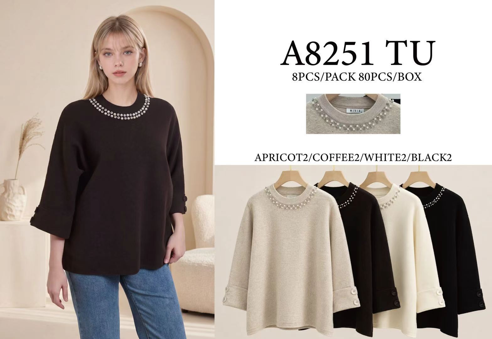 Lockerer Pullover mit Perlendetail