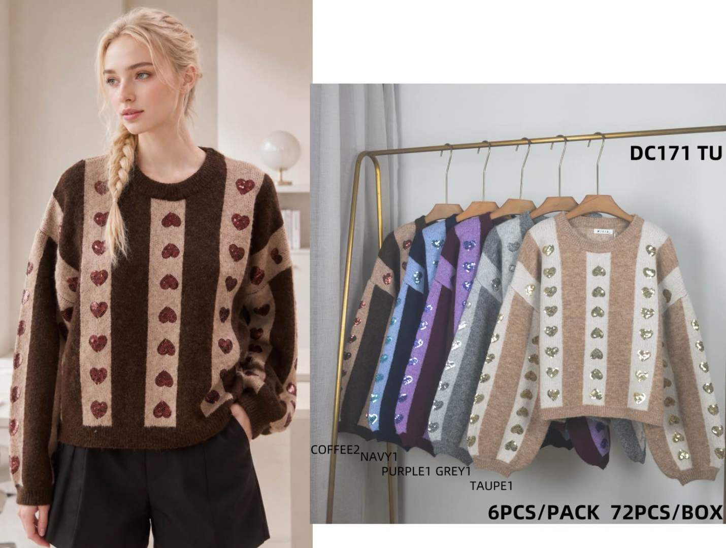 Schmal geschnittener Pullover mit Herzchen