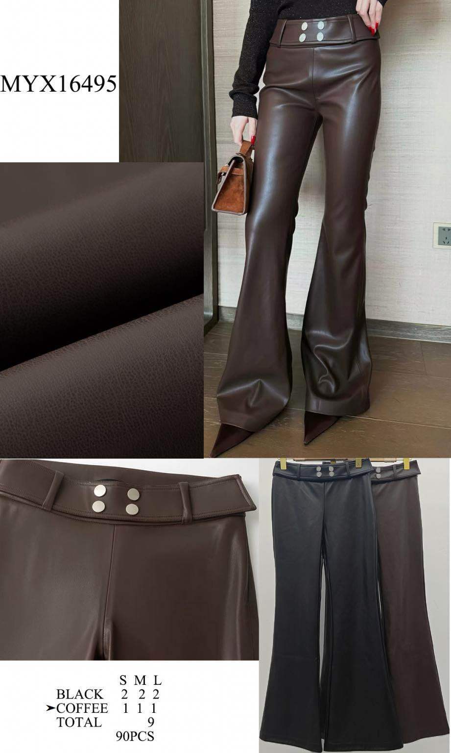 High‑Waist Schlaghose aus Kunstleder