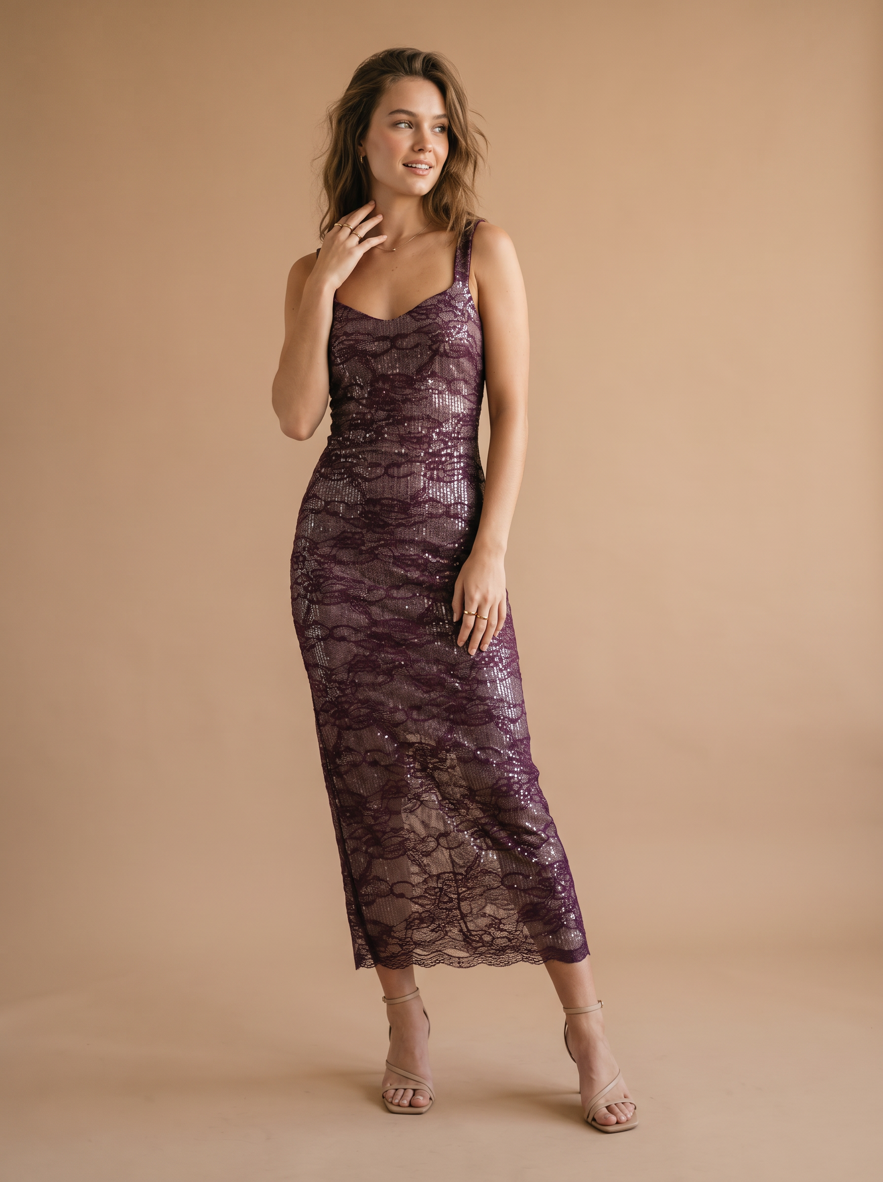 Midi Bleistiftkleid aus Spitze
