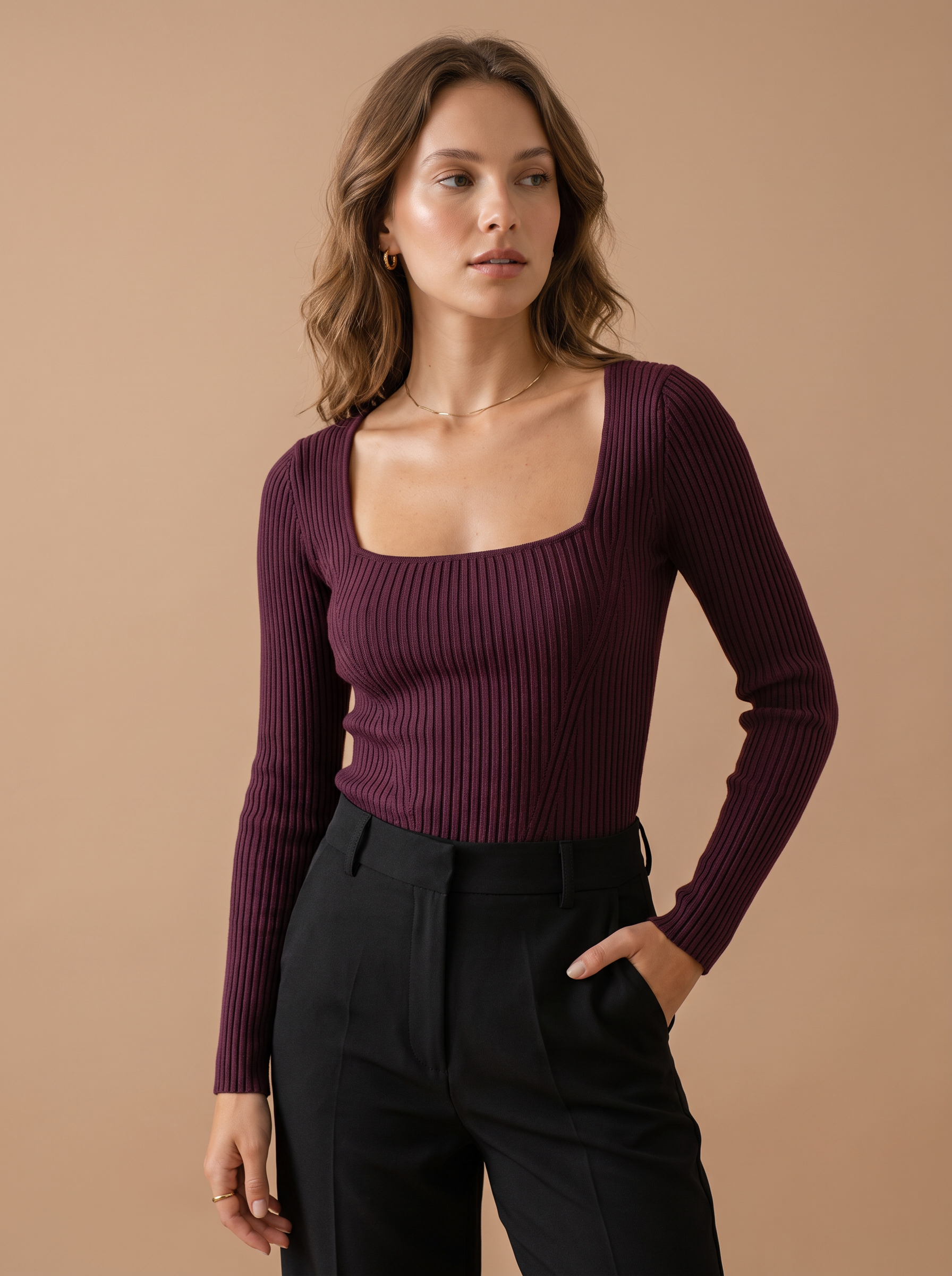 Cropped Pullover mit eckigem Ausschnitt