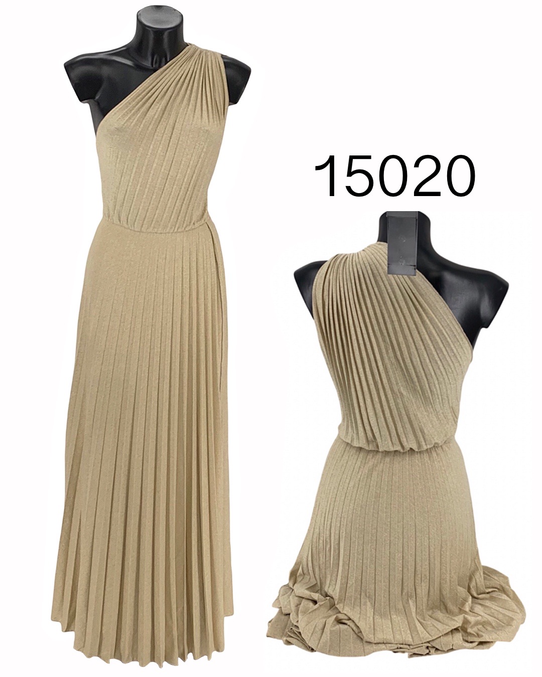 Asymmetrisches Plissee-Maxikleid mit One-Shoulder