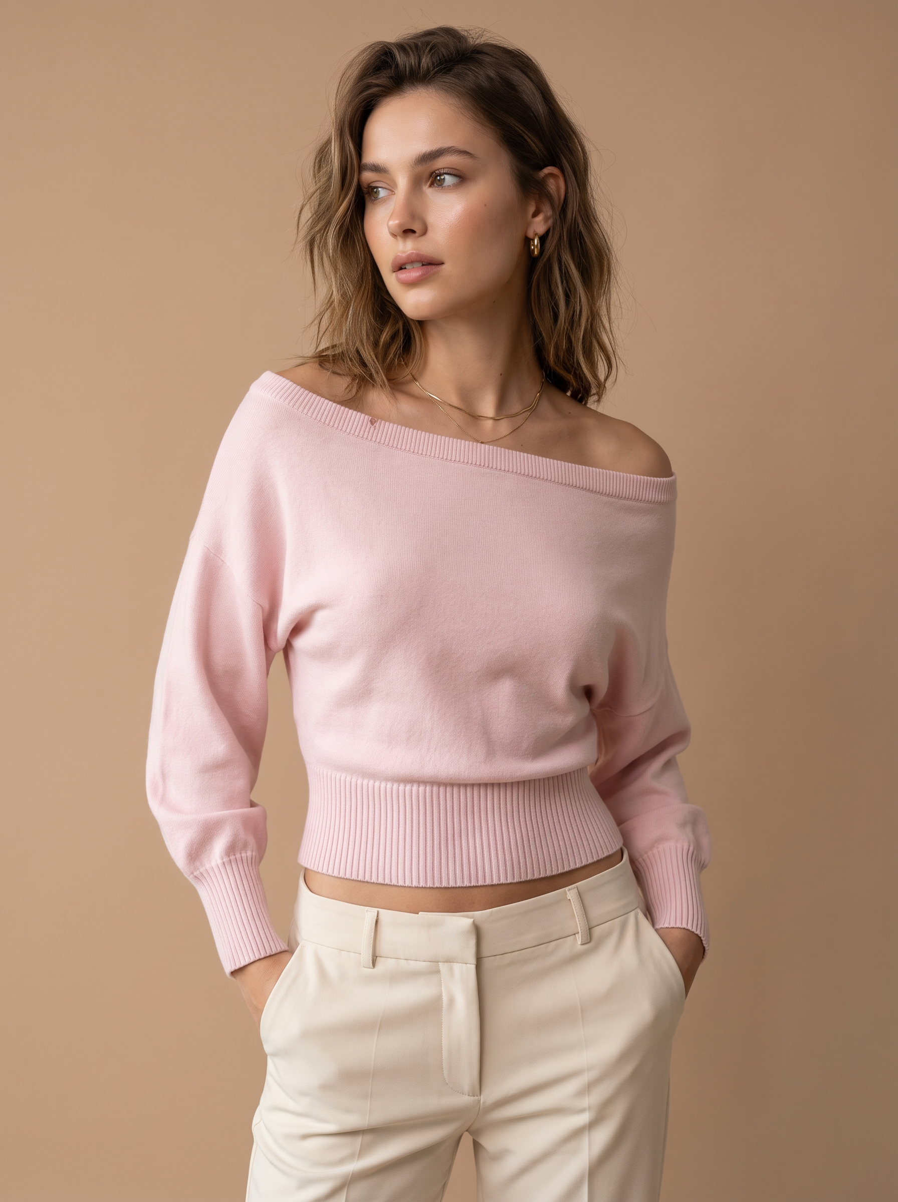 Cropped-Pullover mit Ballonärmeln