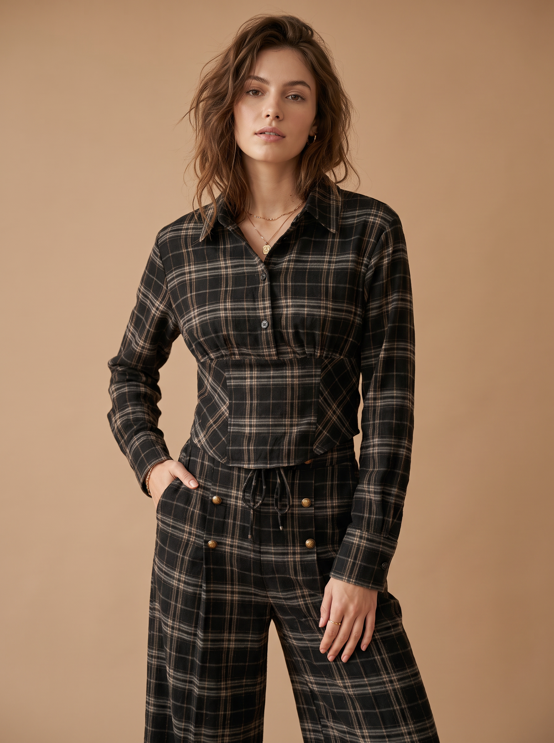 Cropped Wickelshirt mit Taillenbändern