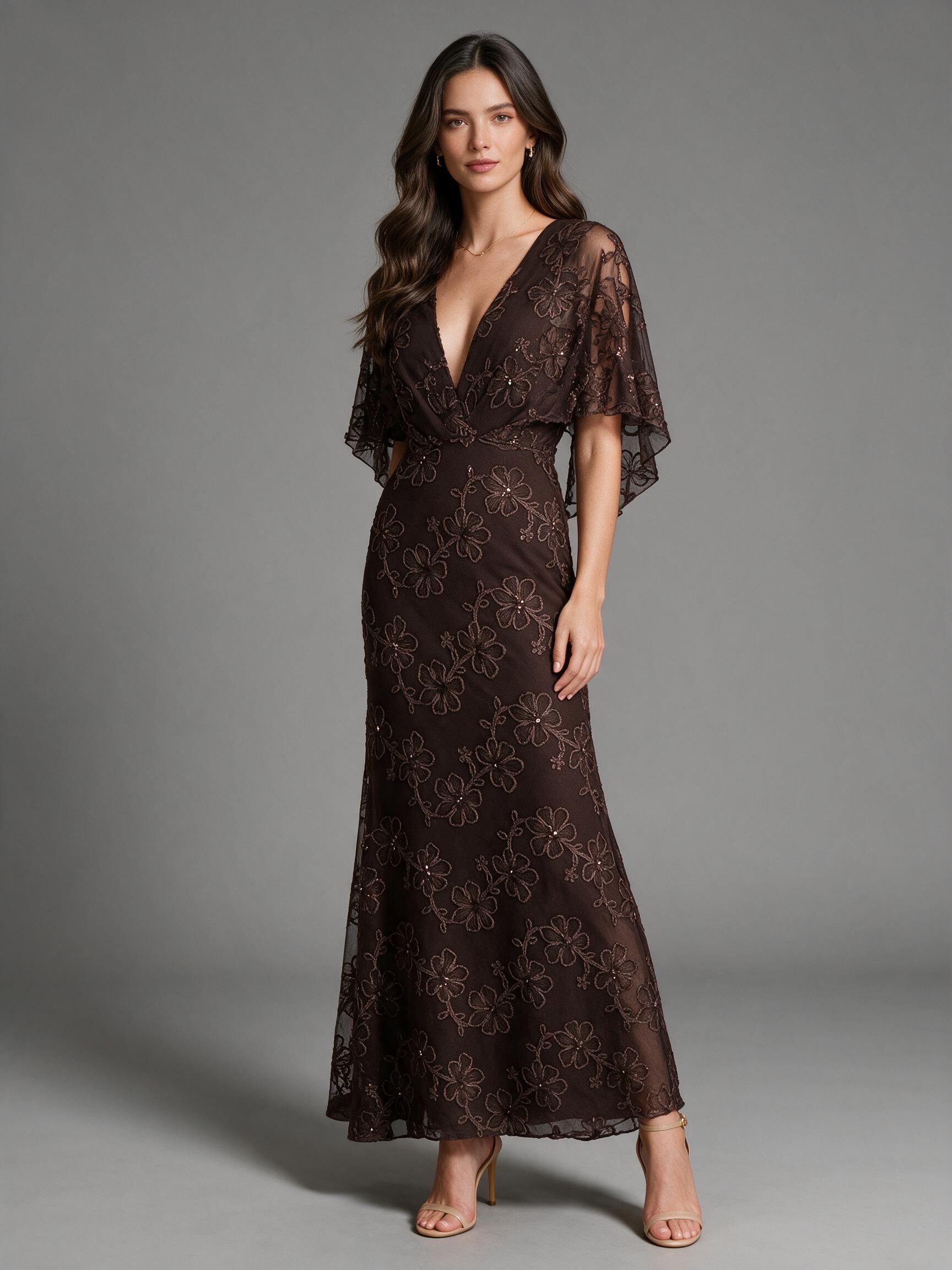 Maxi-Kleid mit Stickereien