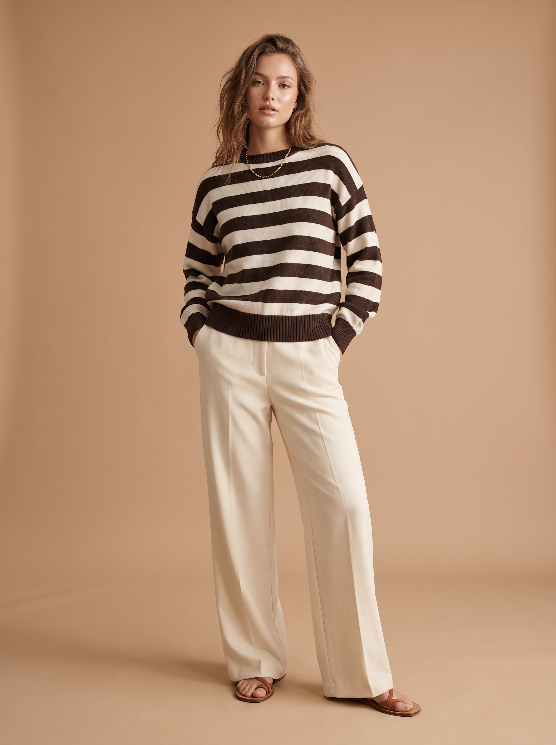 Lockerer Pullover mit Streifen