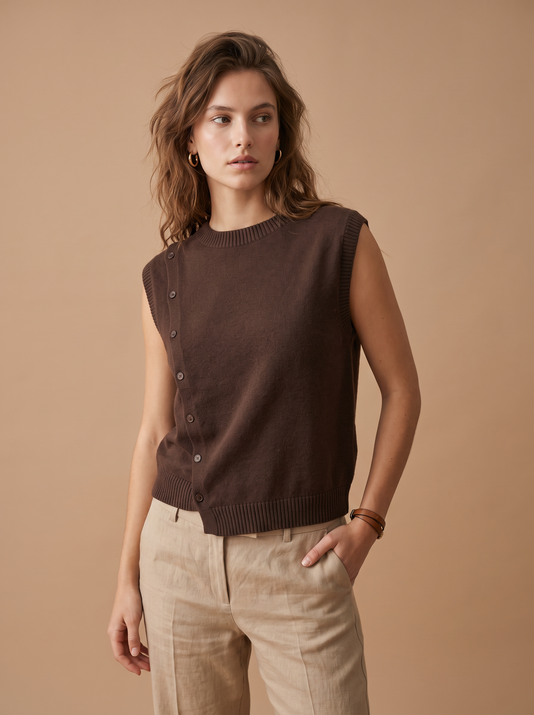 Asymmetrischer ärmelloser Pullover