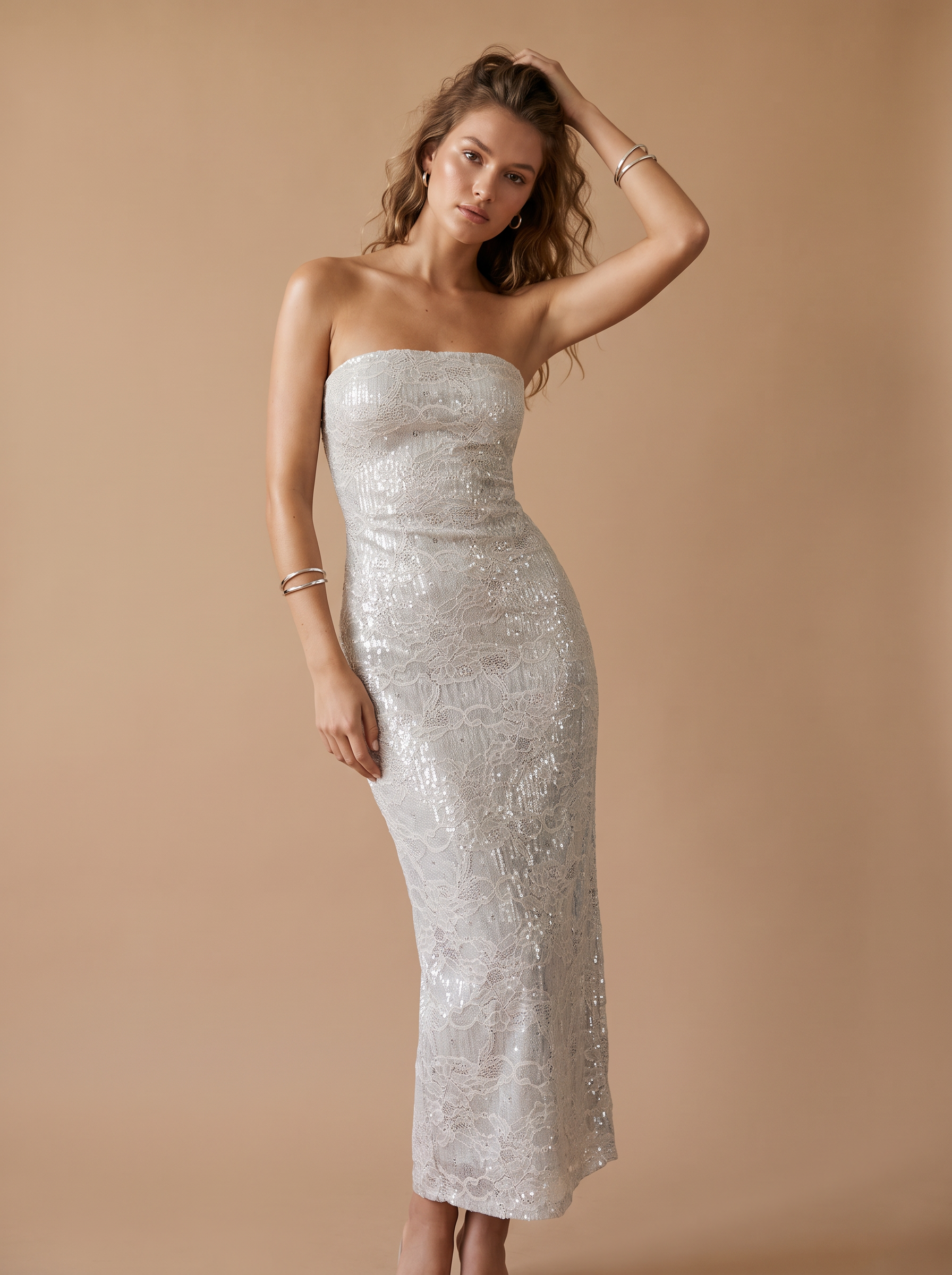 Midikleid im Bleistiftstil mit Pailletten