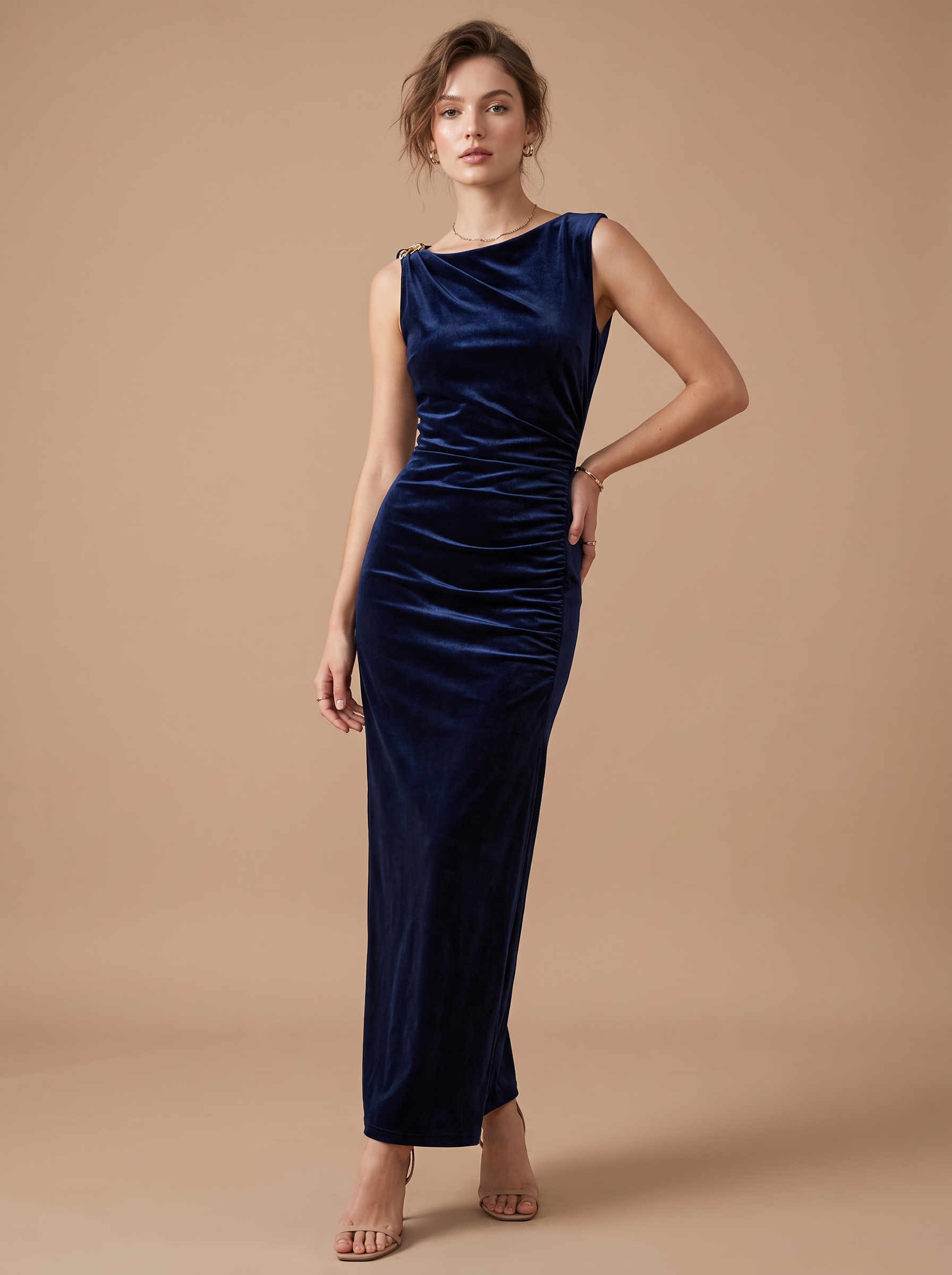 Midi-Bleistiftkleid mit Drapierung