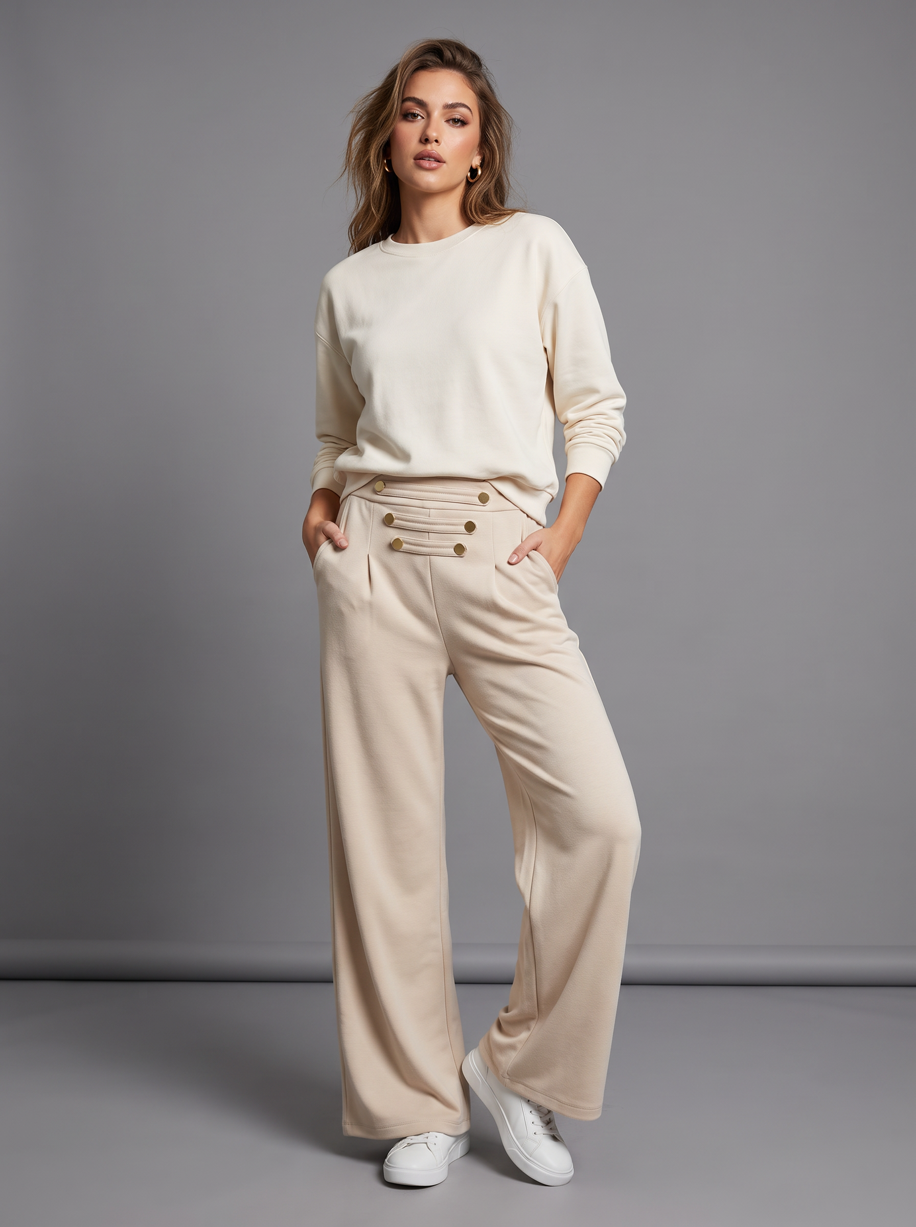 Hochgeschnittene Wide-Leg-Hose