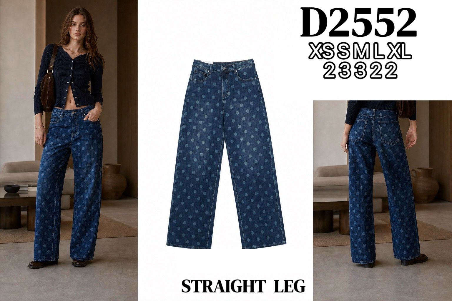 Straight‑Leg Jeans mit Pünktchen