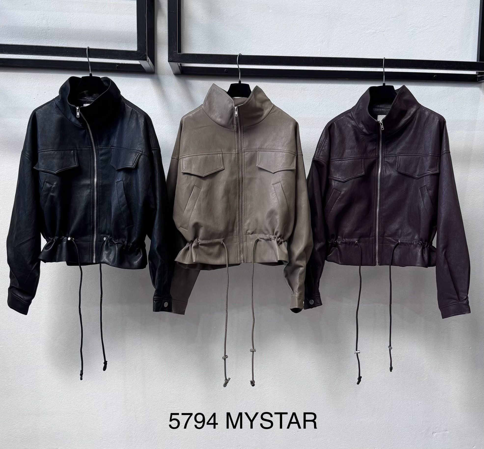 Kunstlederjacke mit Stehkragen