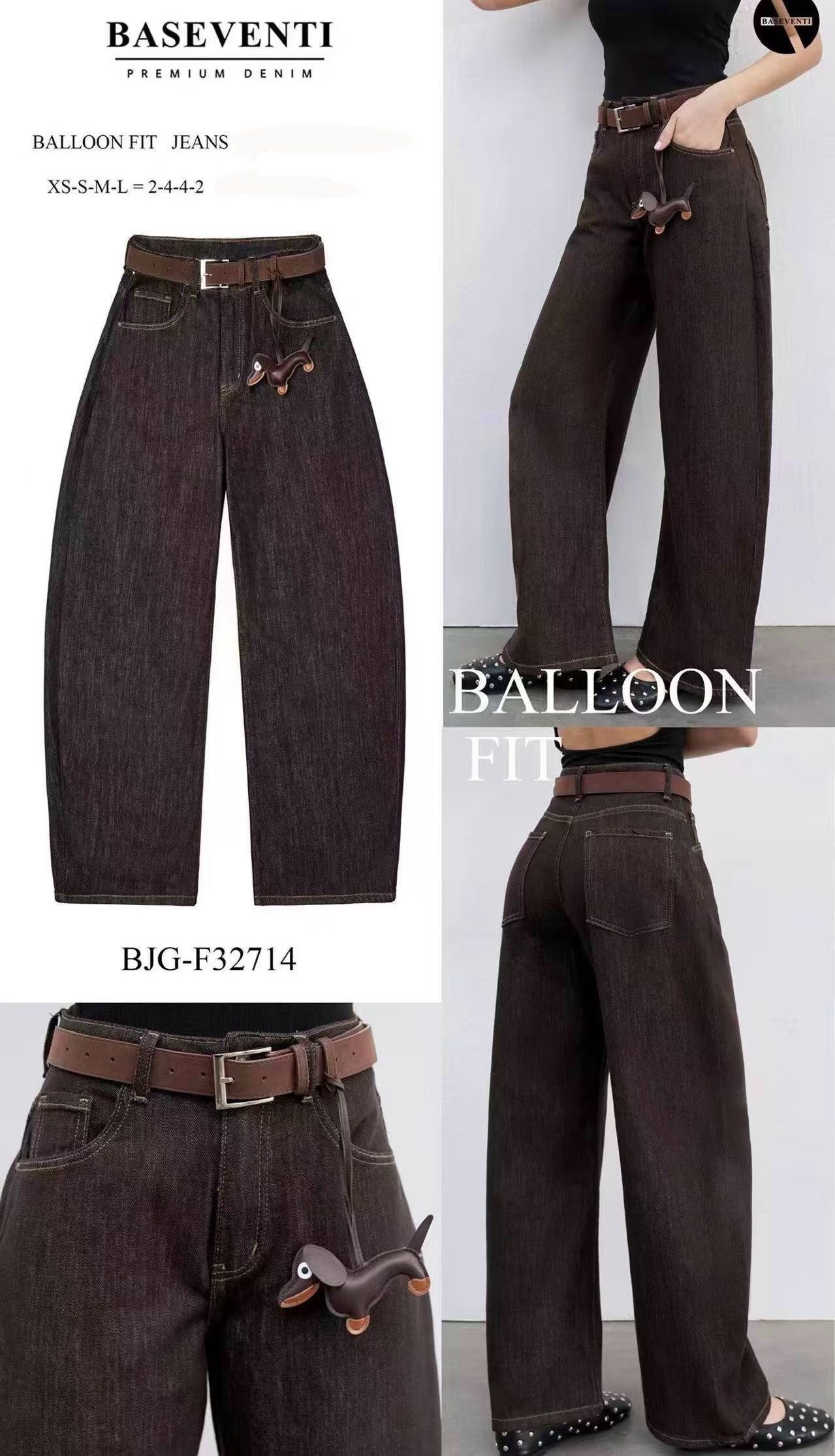 Balloon-Jeans mit hohem Bund