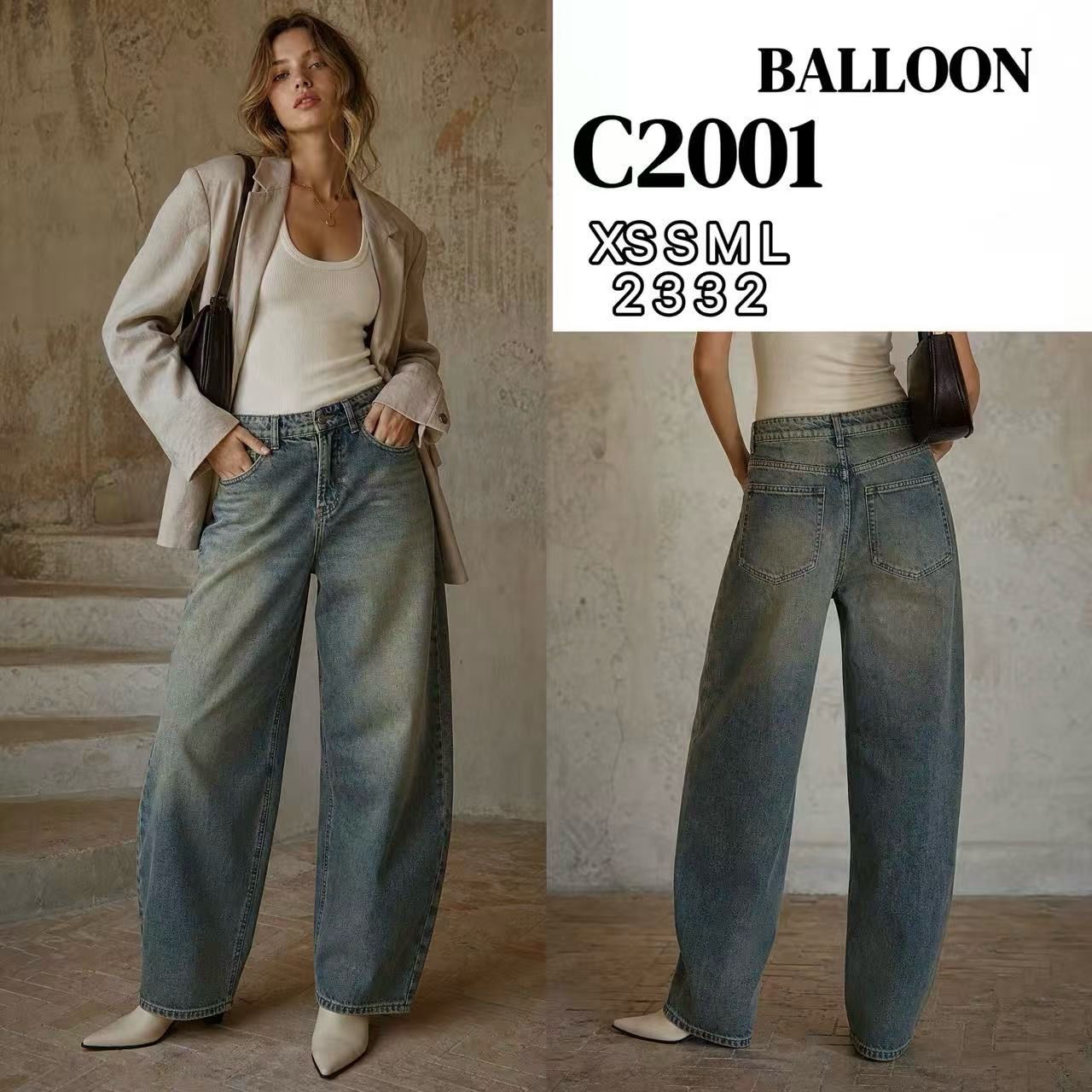 Ballon-Jeans mit hohem Bund