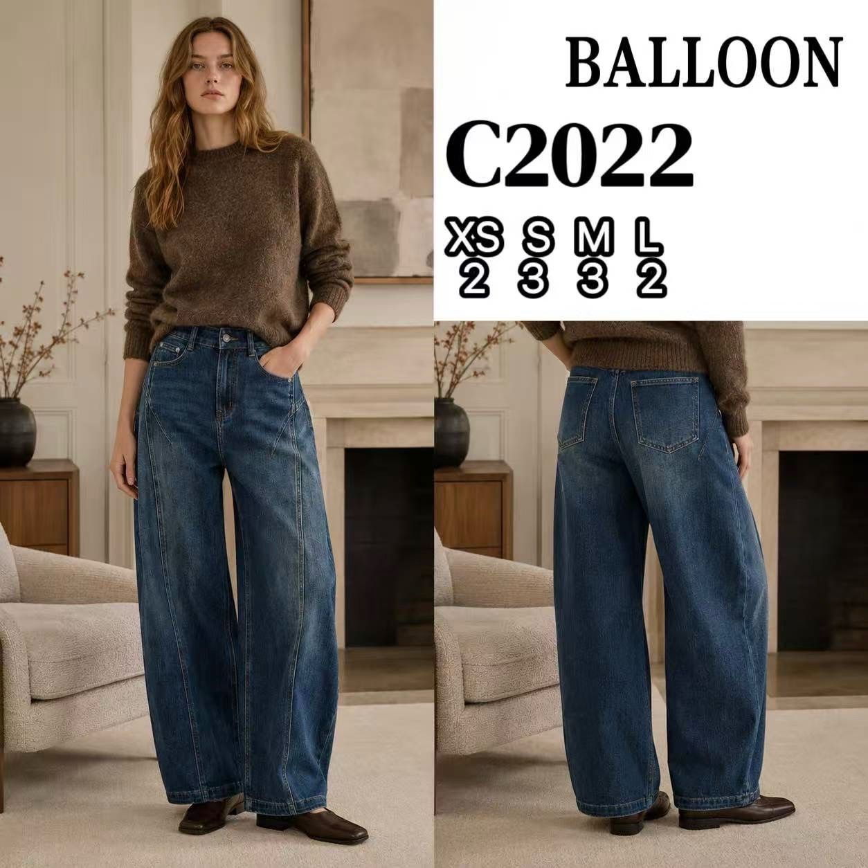 Balloon-Jeans mit hohem Bund