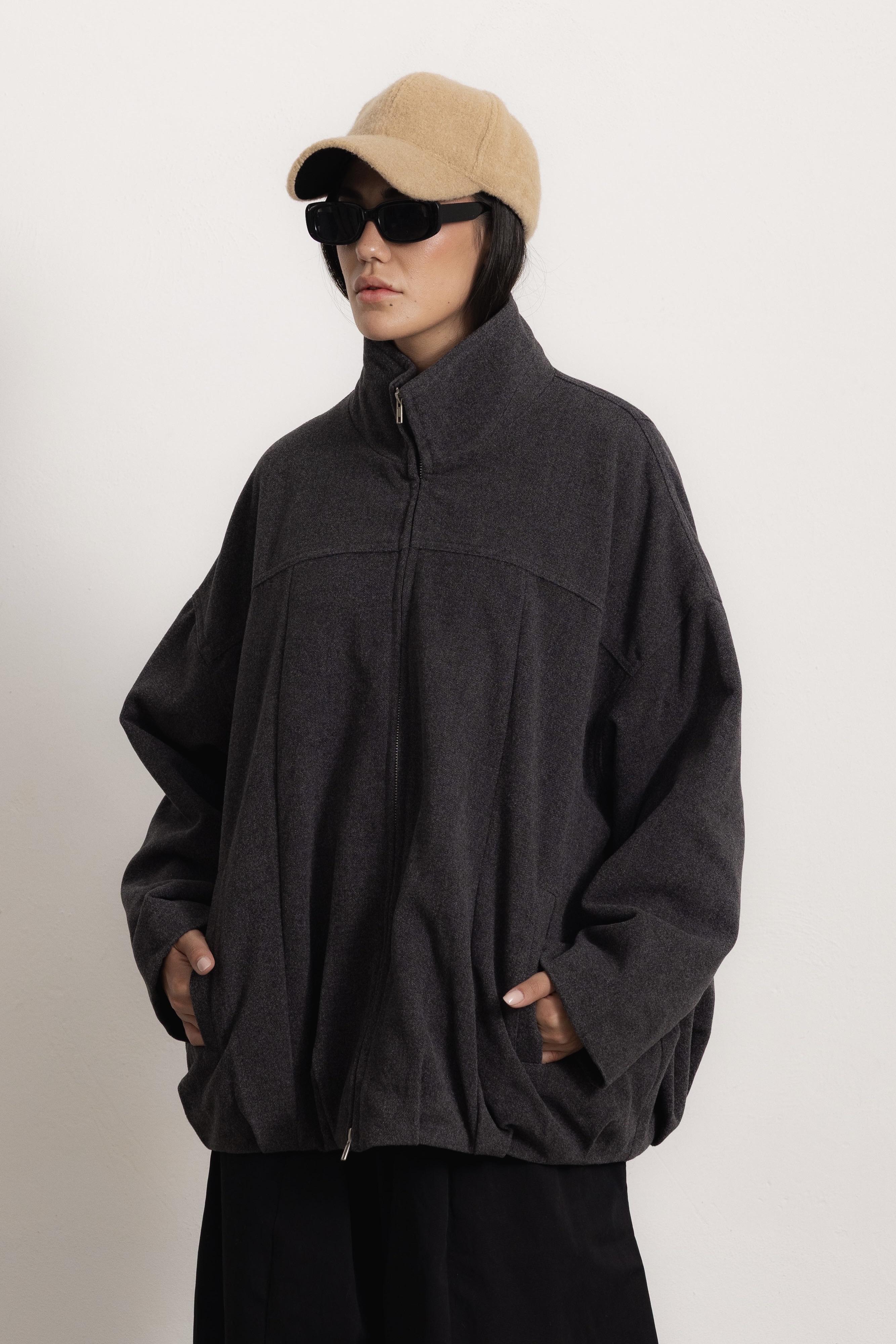 Oversize-Jacke mit Halbrollkragen