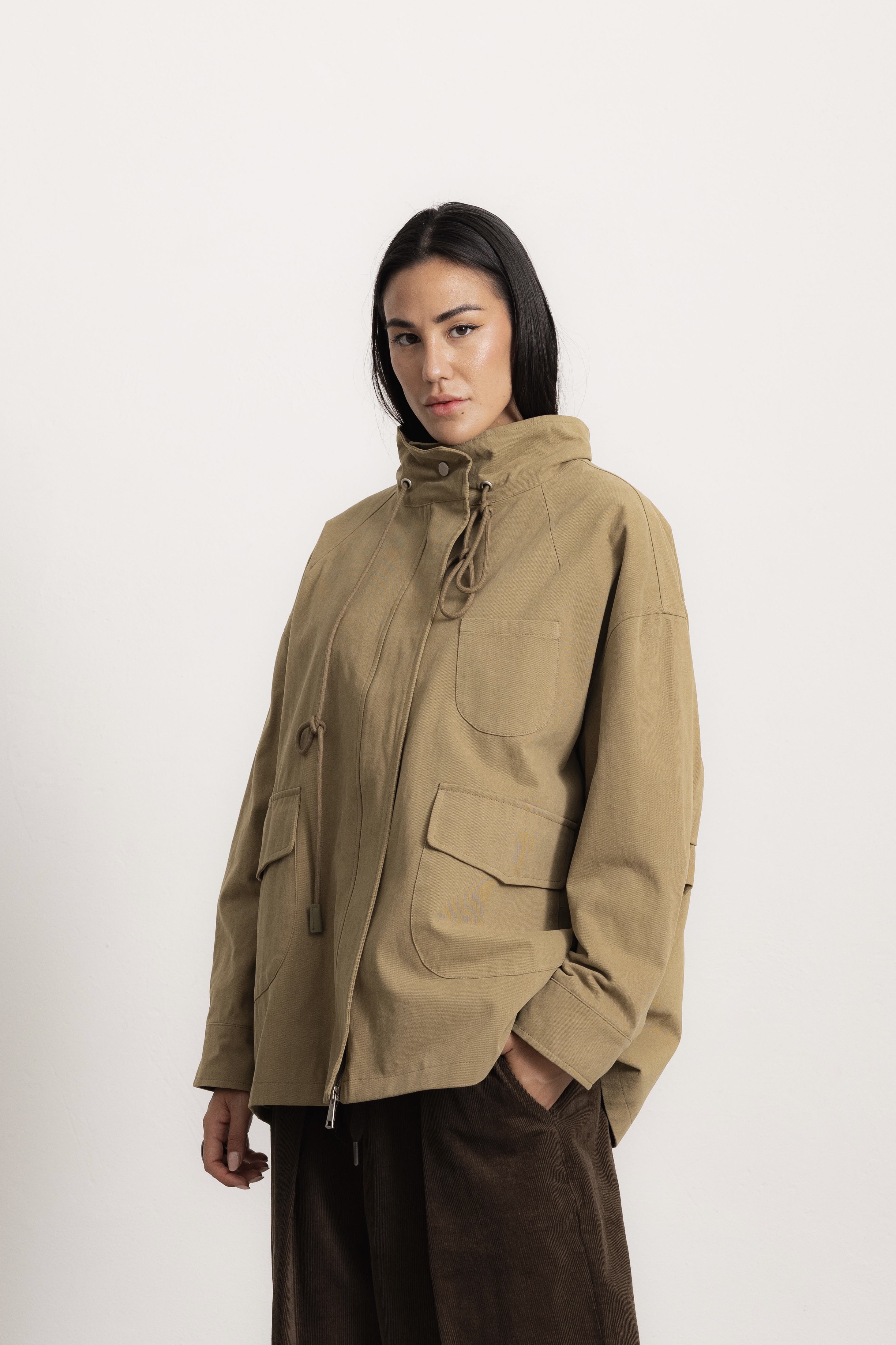 Oversize-Jacke mit Stehkragen