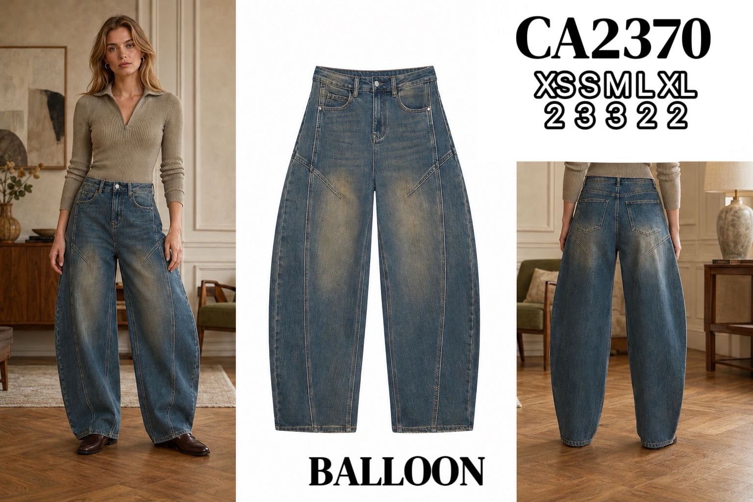 Ballon-Hose mit Hohem Bund