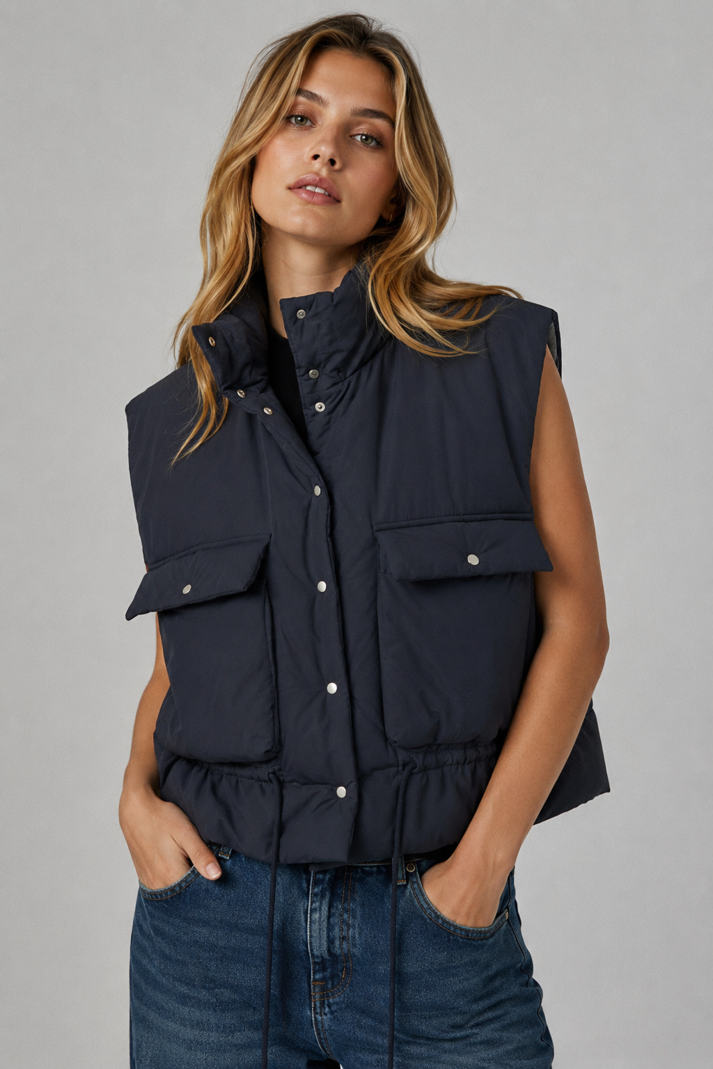 Oversize-Weste mit Kragen