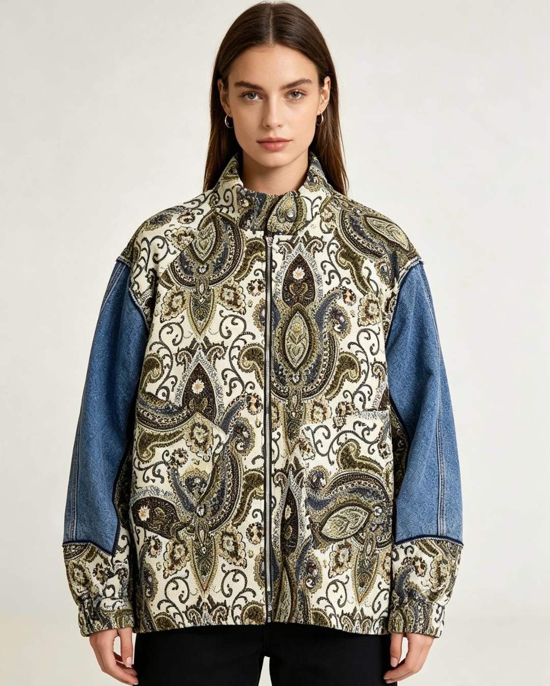 Oversize-Jacke mit Paisley‑Muster