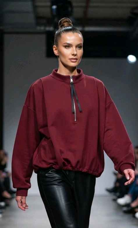 Oversized Sweatshirt mit Stehkragen