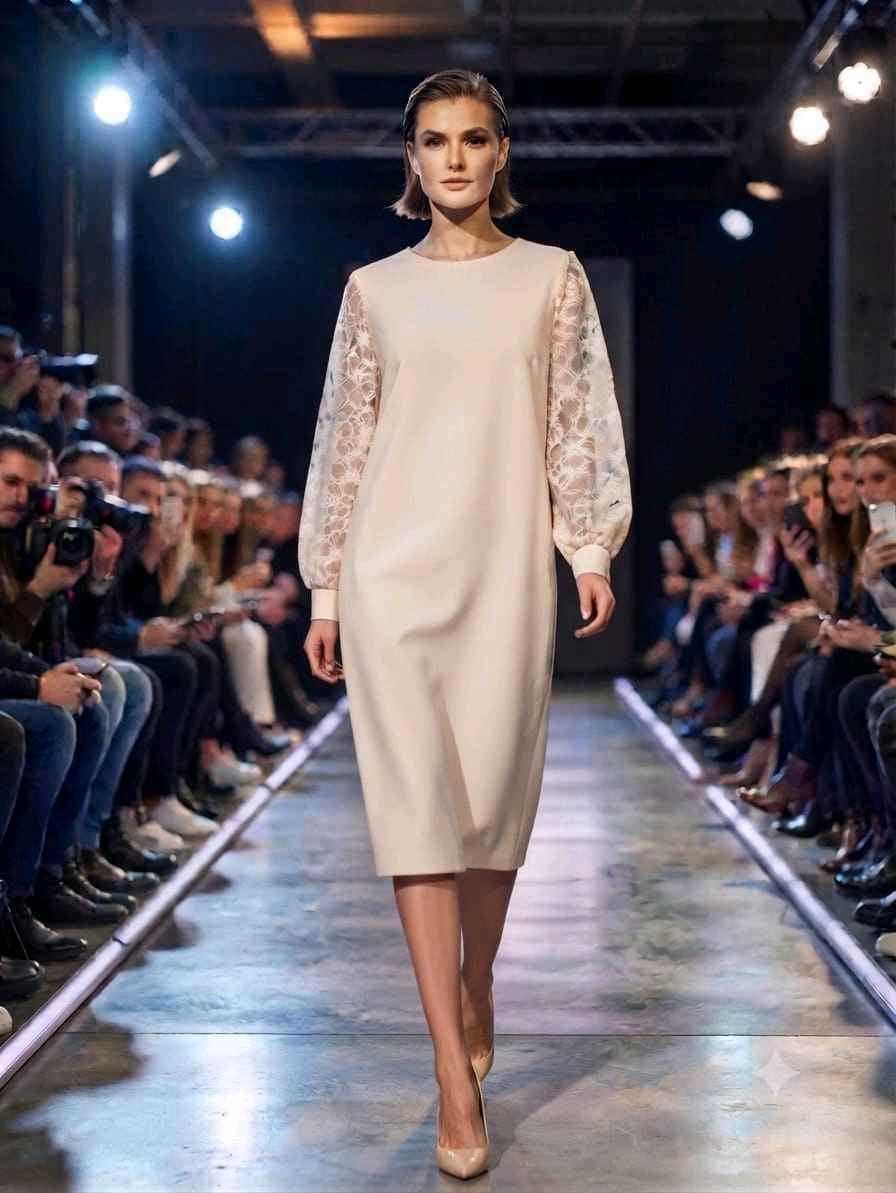 Midi-Kleid mit Spitze