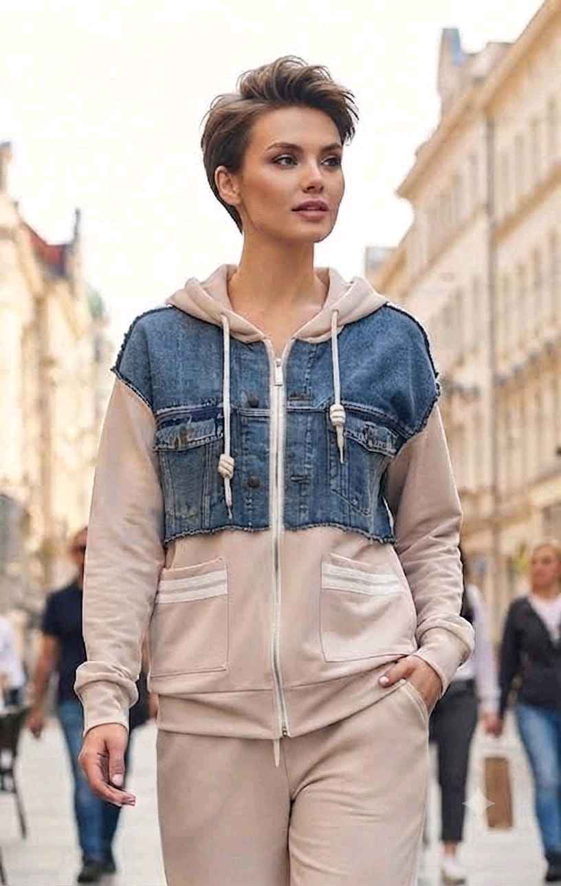 Jeansjacke mit Kapuze