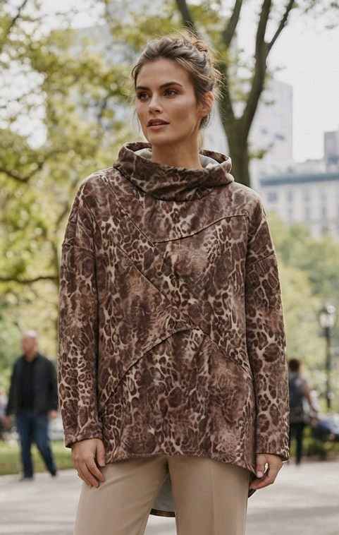 Lockere Bluse mit elegantem Schlauchkragen