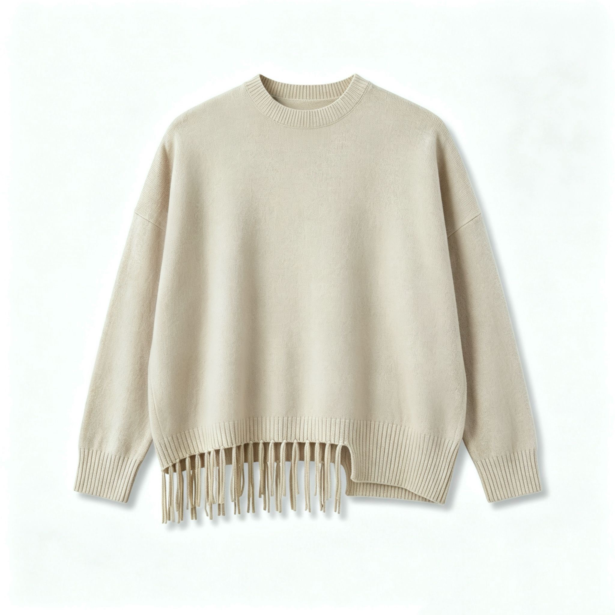 Oversize-Pullover mit Fransen
