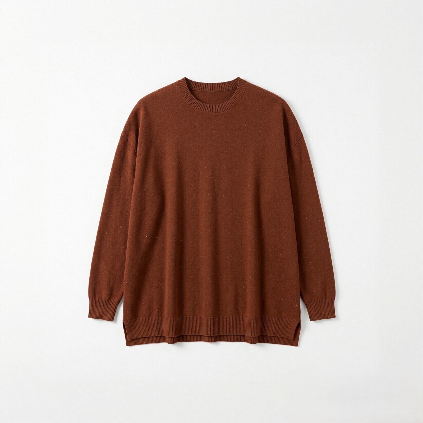 Verlängerter Oversize-Pullover mit Rundhals