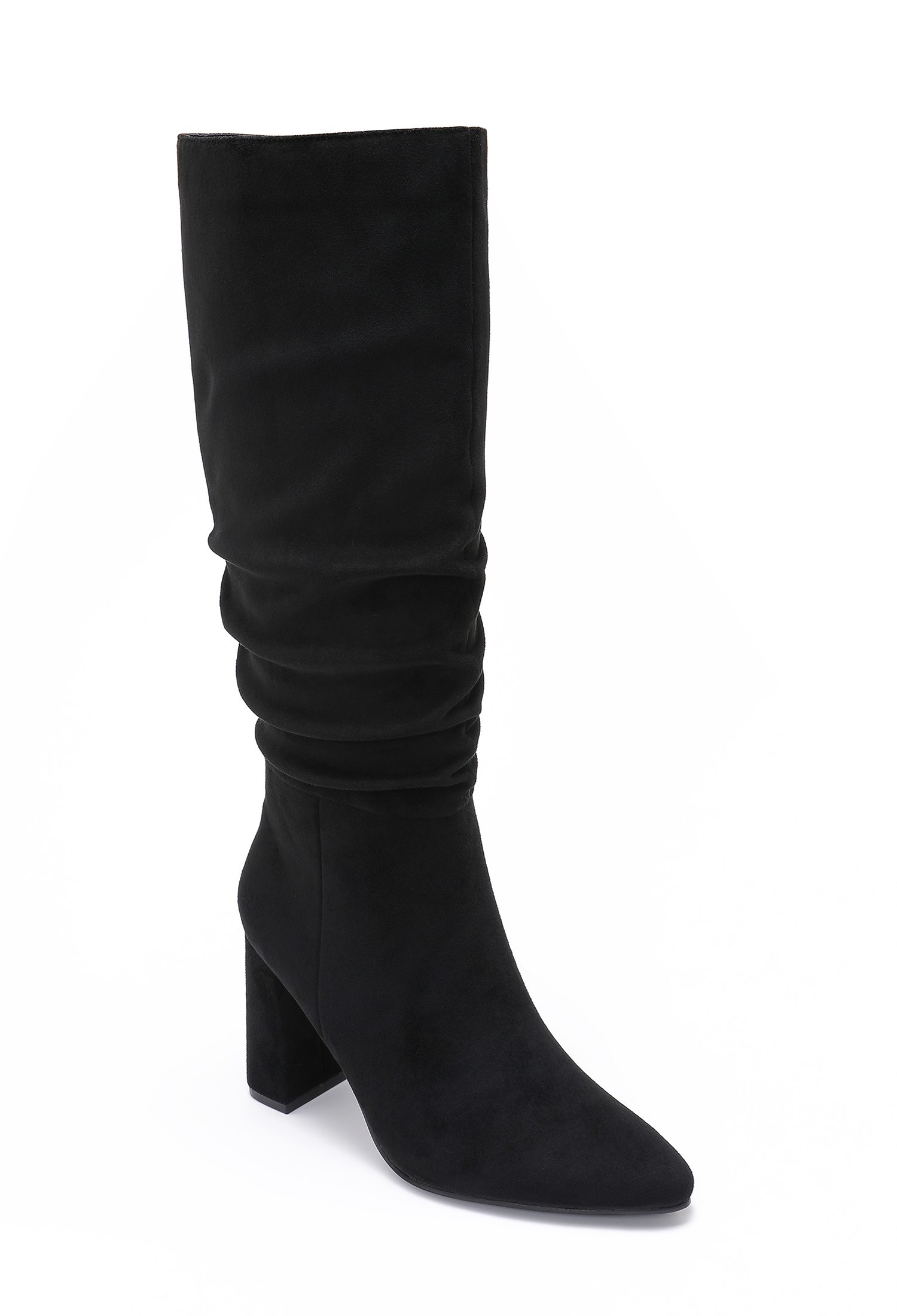 Stiefel mit Blockabsatz und Raffung