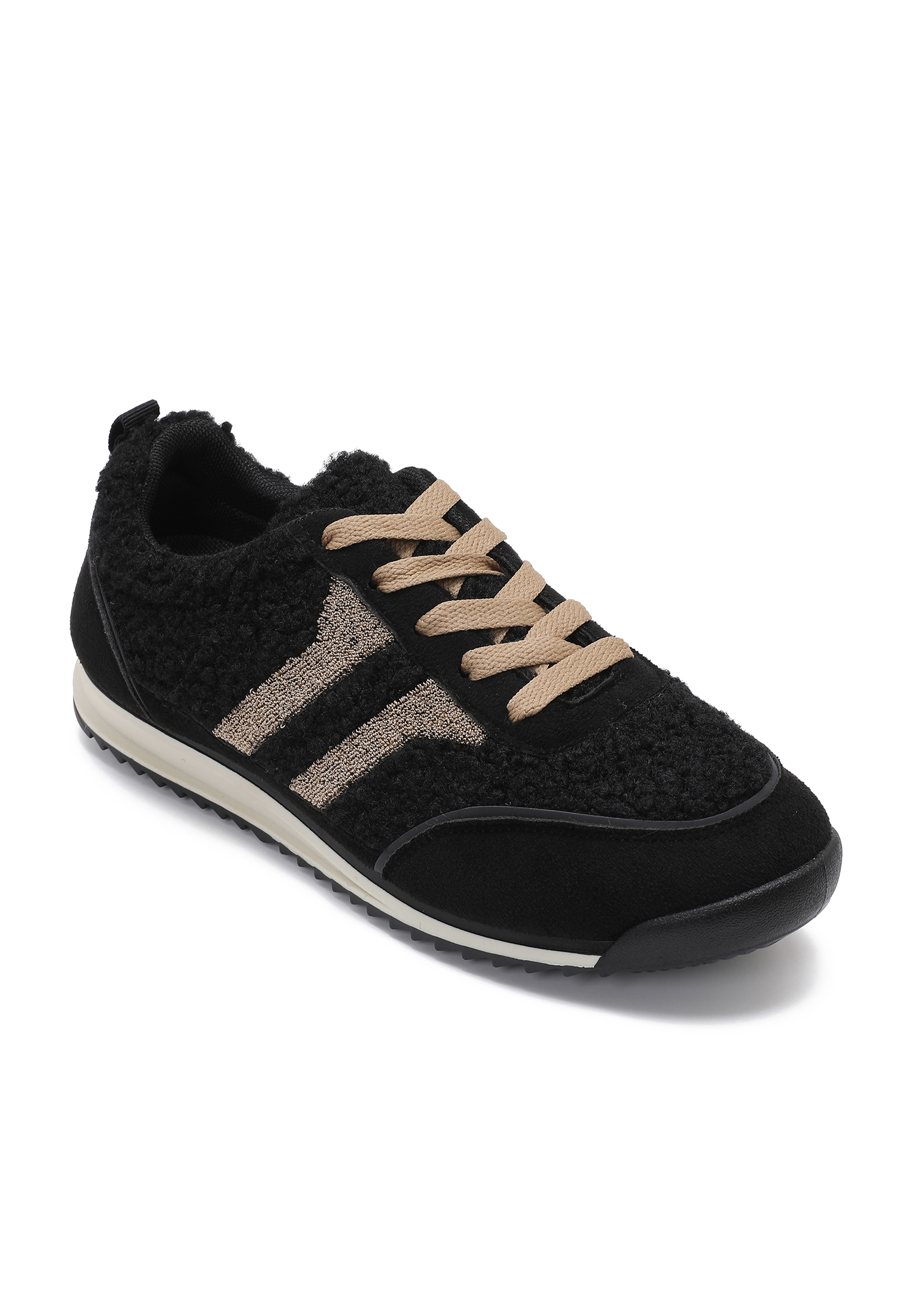 Sneaker mit Fellbesatz am Schaftrand