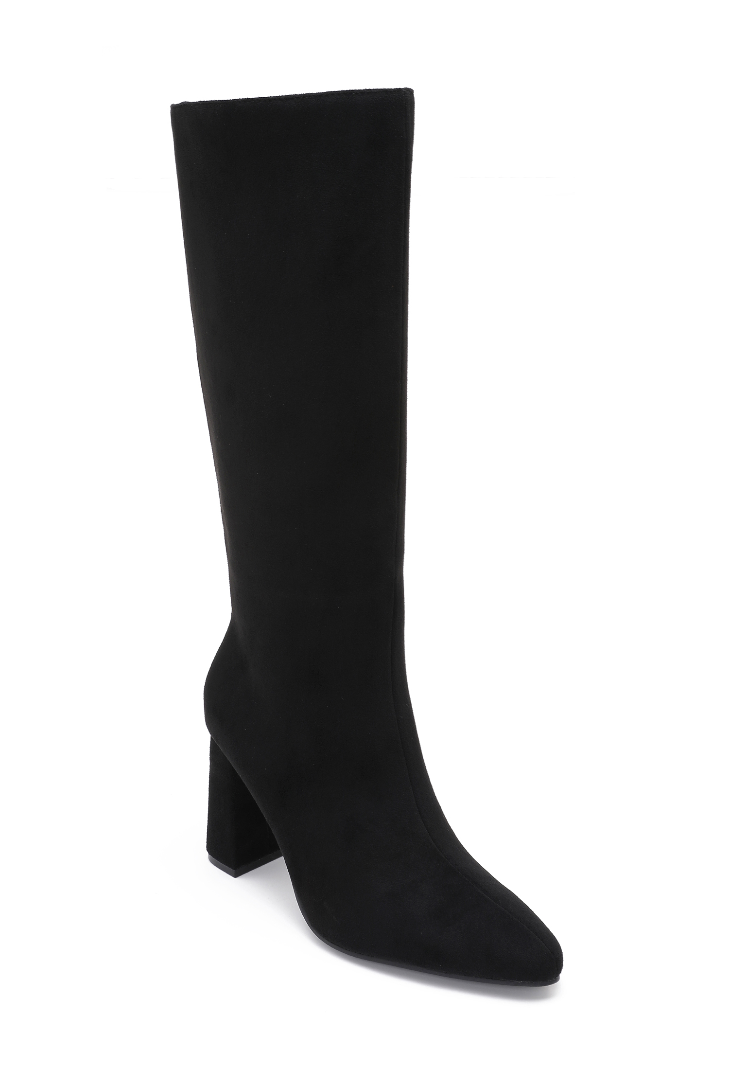 Suede-Stiefel mit Blockabsatz bis übers Knie