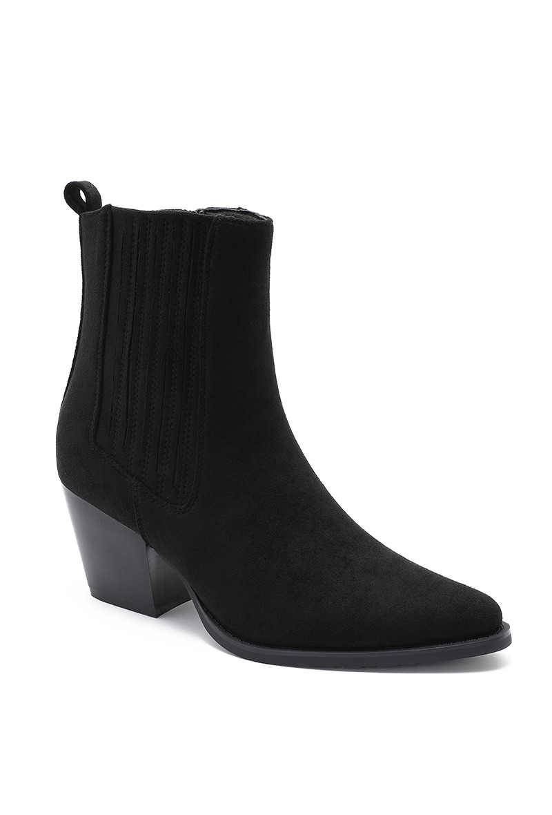 Wildleder-Optik Stiefeletten mit Blockabsatz