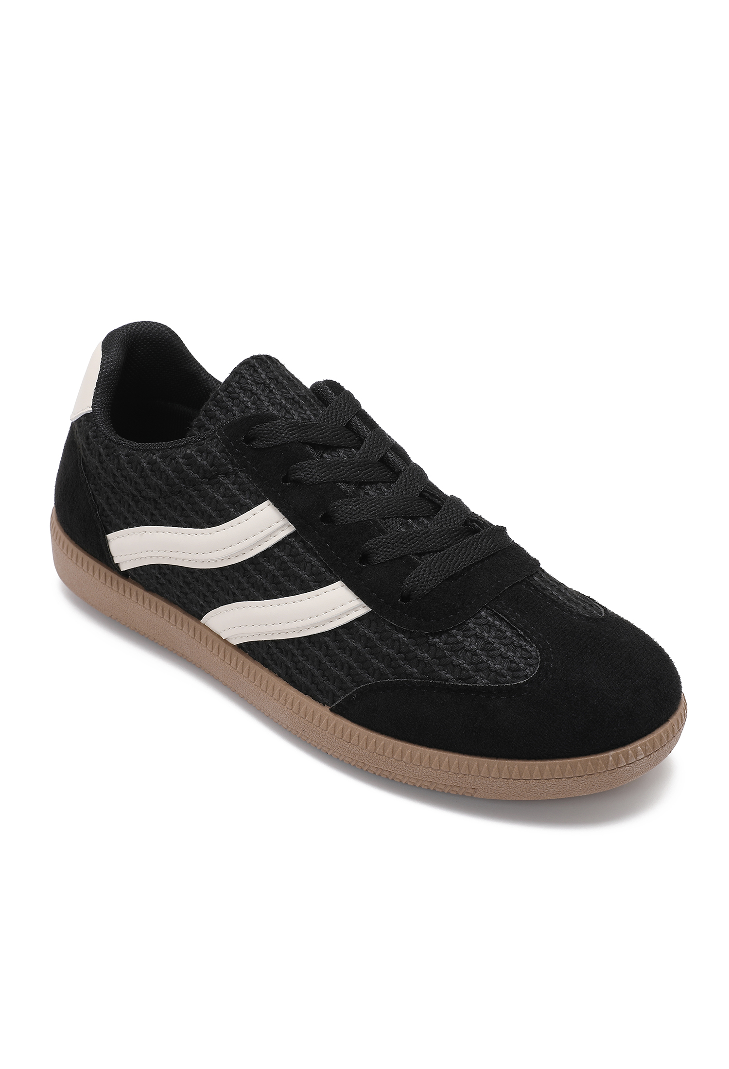 Gestrickte Veloursleder-Sneaker
