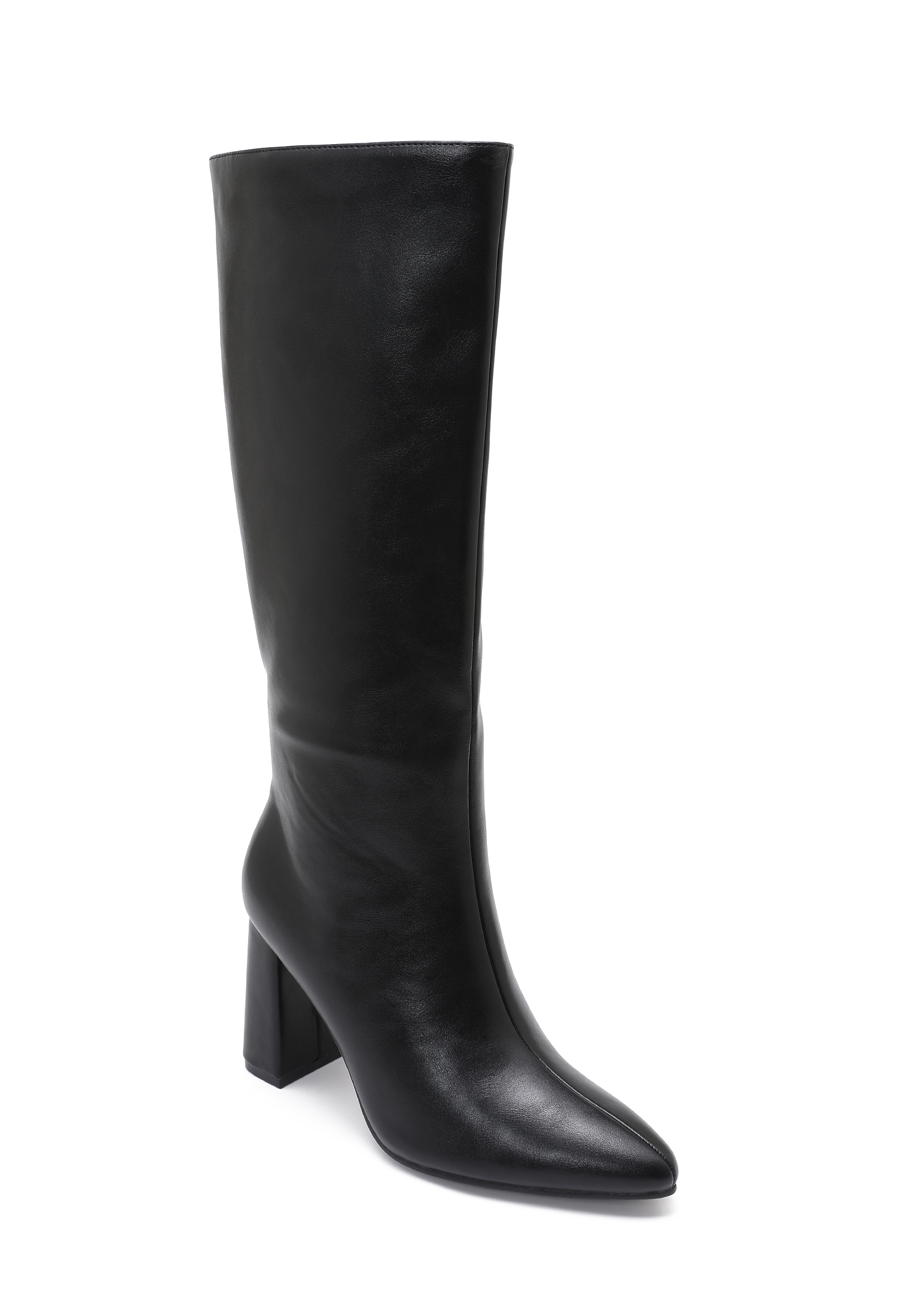 Kniehohe Stiefel mit spitzer Schuhspitze und Blockabsatz
