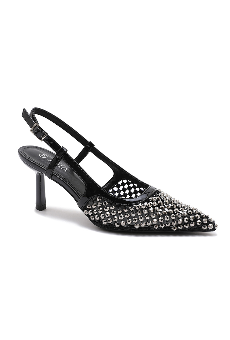 Slingbacks mit Kristallbesatz