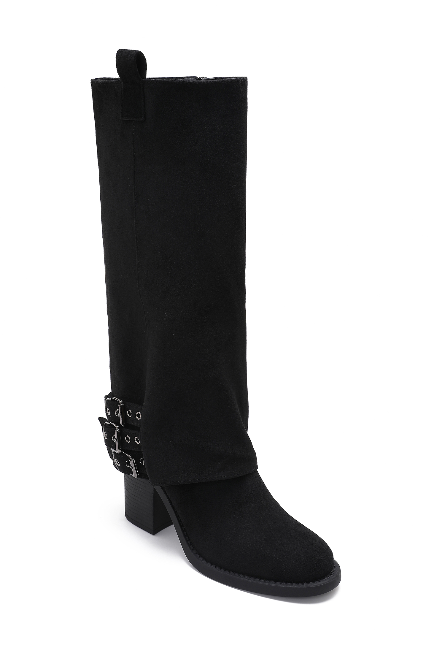Overknee-Stiefel mit Zierdetails und stabilem Blockabsatz