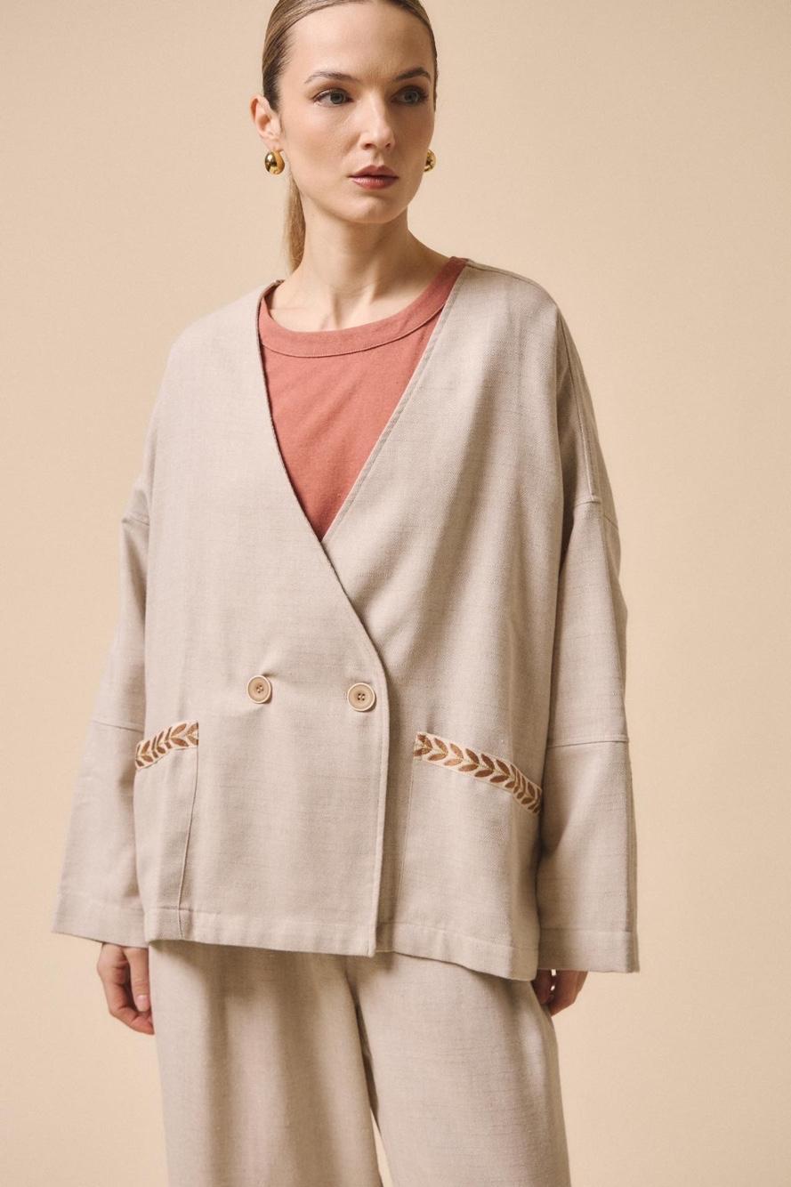Boxy-Jacke mit Stickerei