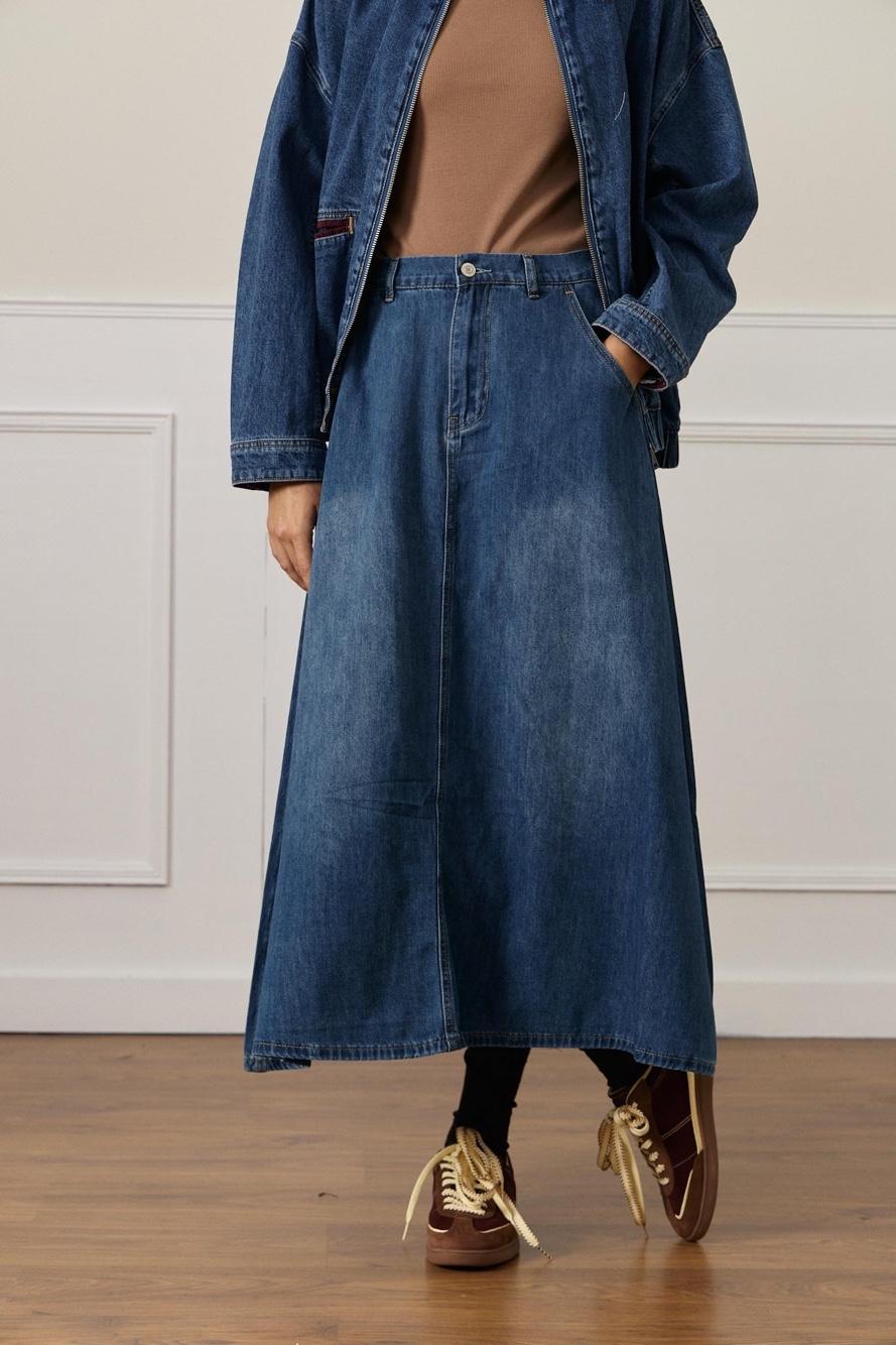 A-Linien Maxi-Rock mit Taschen