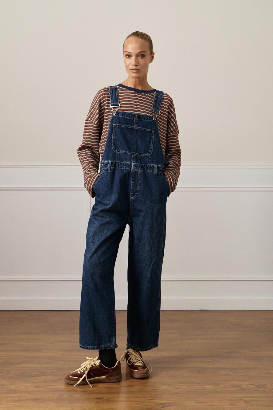 Weite Jeans-Latzhose