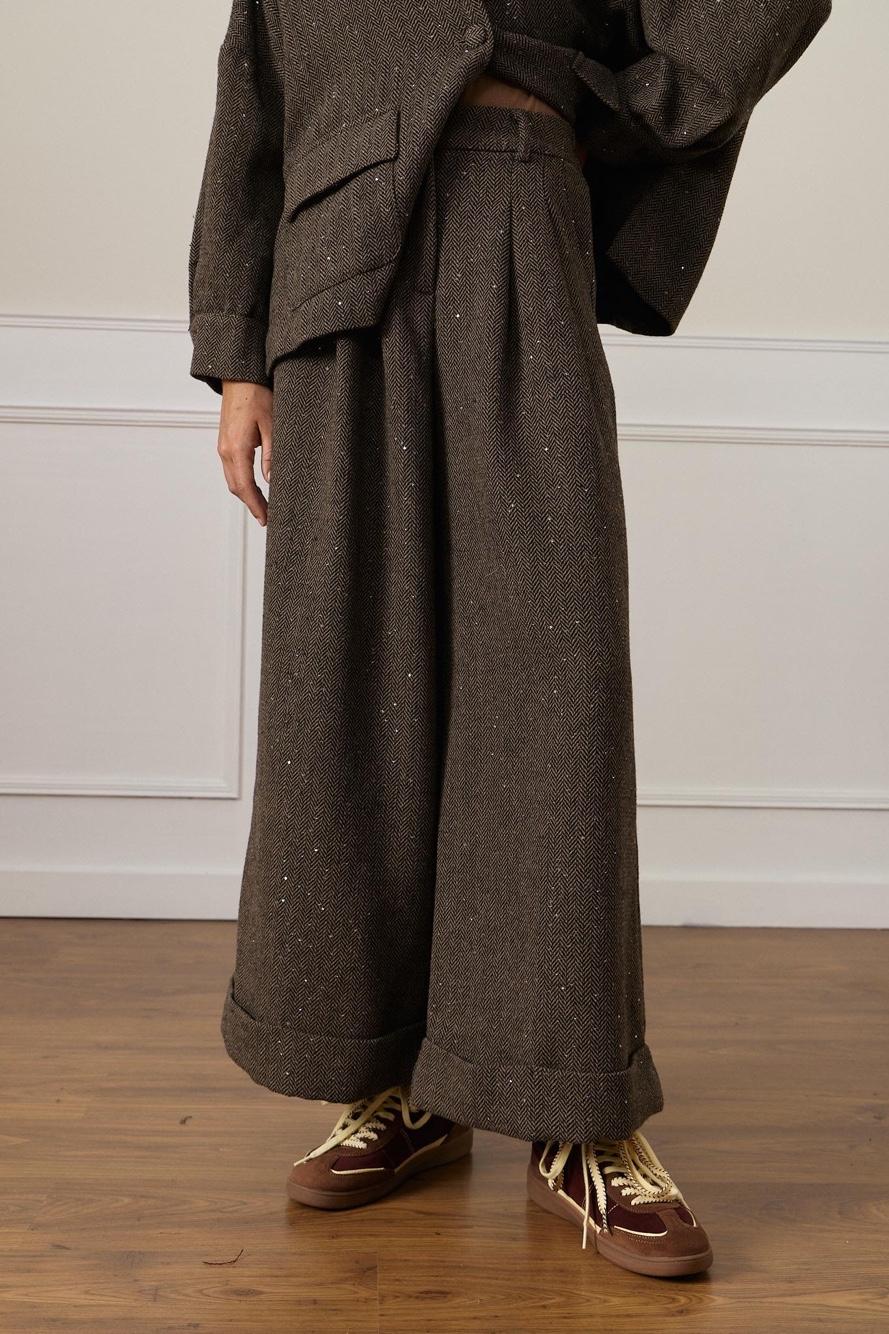 Hose mit Geradem Schnitt und Wolle