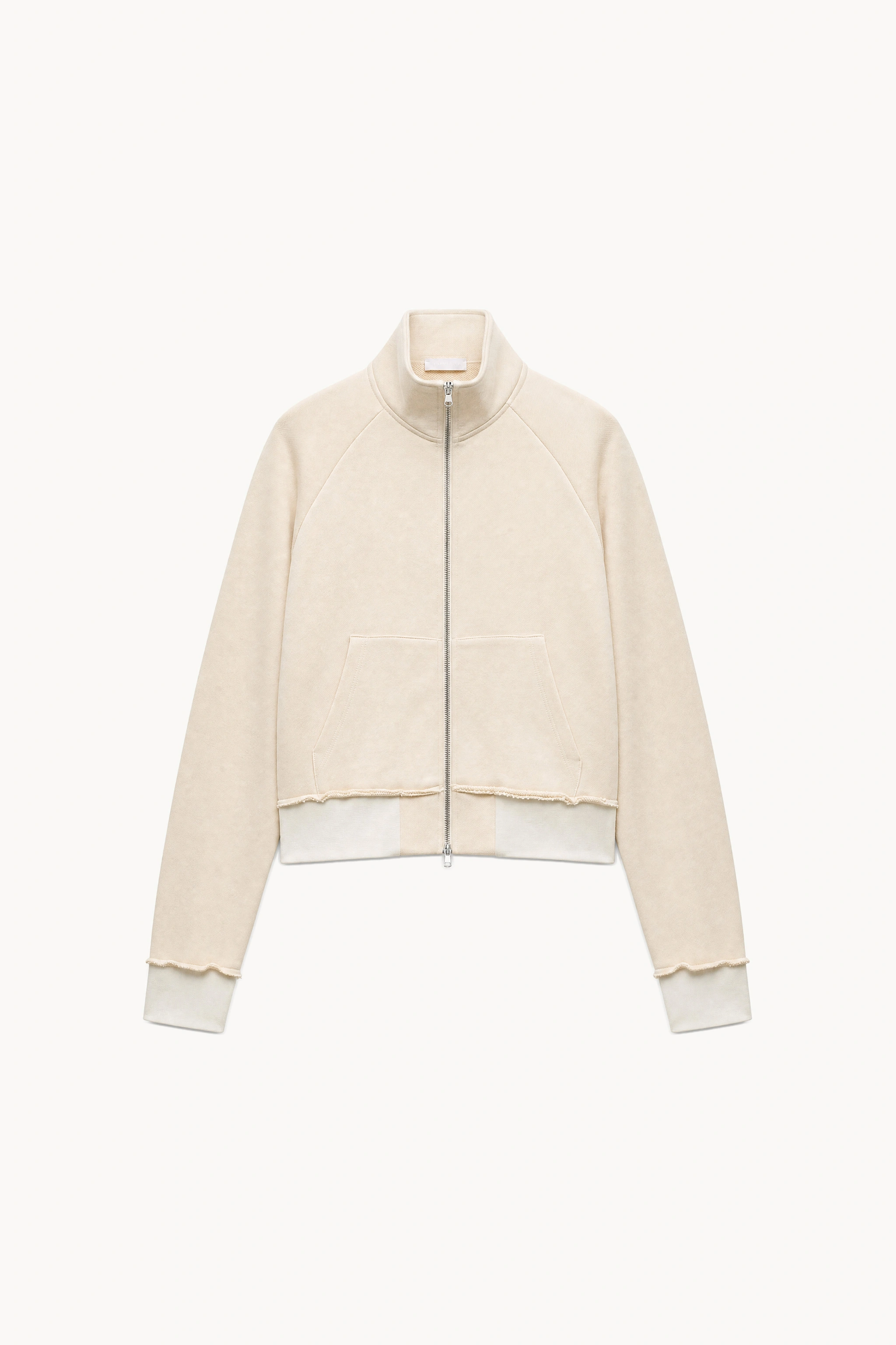 Cropped Sweatshirt mit Stehkragen und Metallreißverschluss
