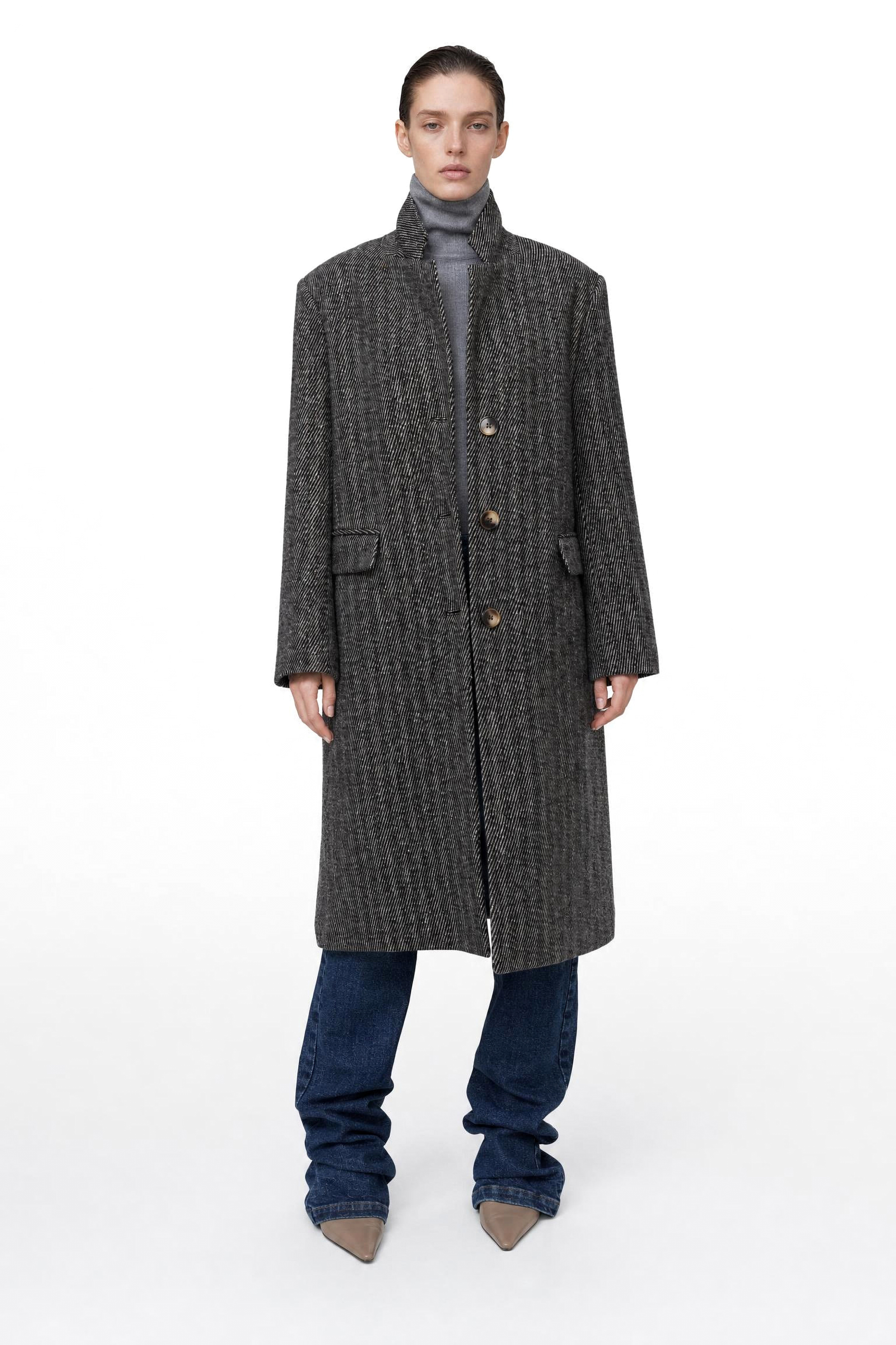 Maxi-Mantel mit Revers