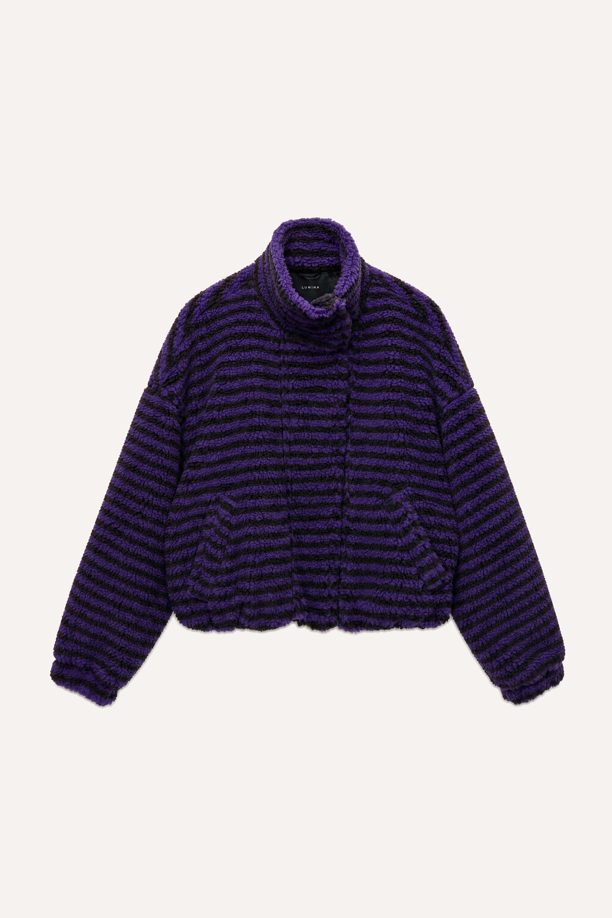 Cropped-Jacke mit Stehkragen und Streifen