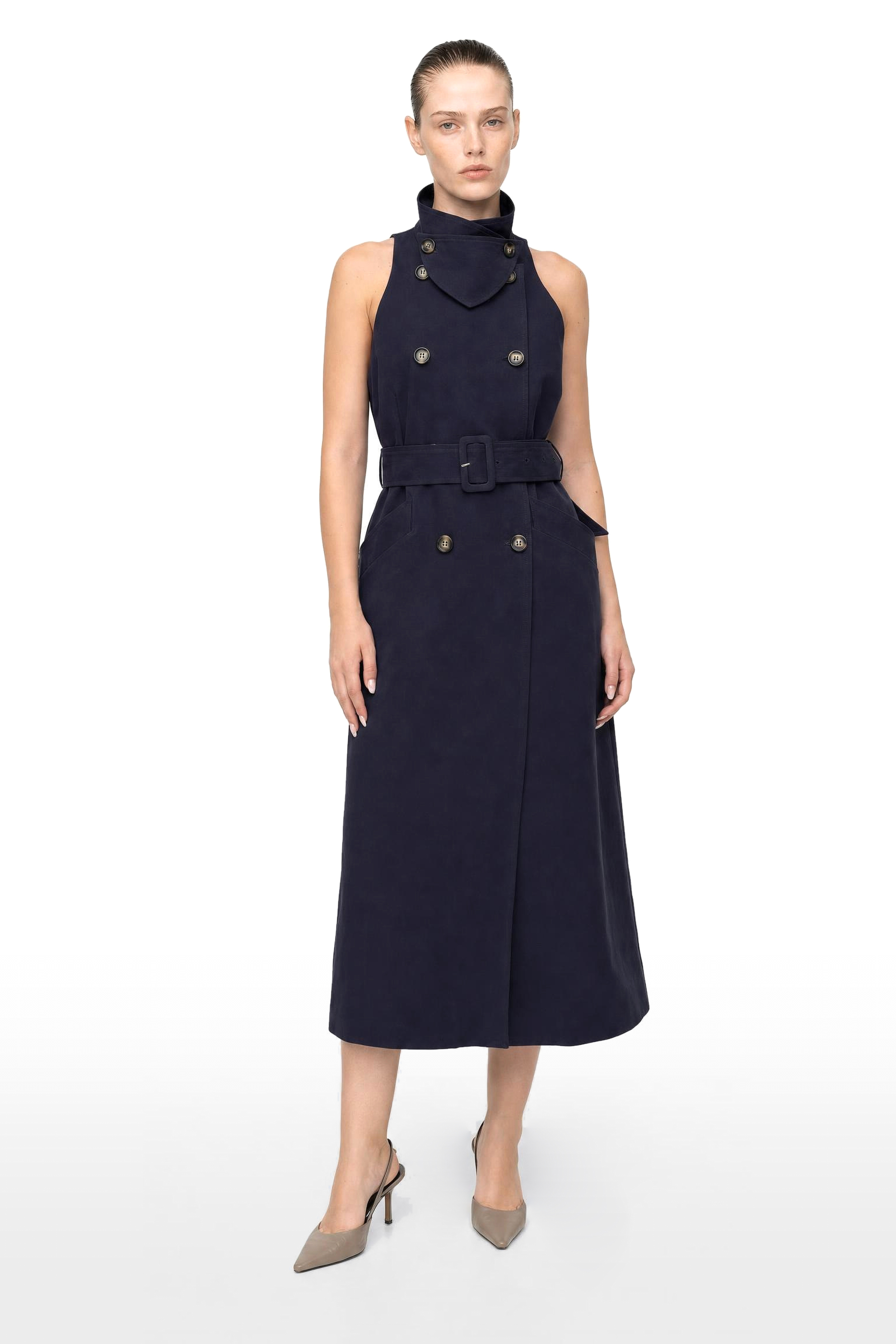 Ärmelloses Trench-Midikleid