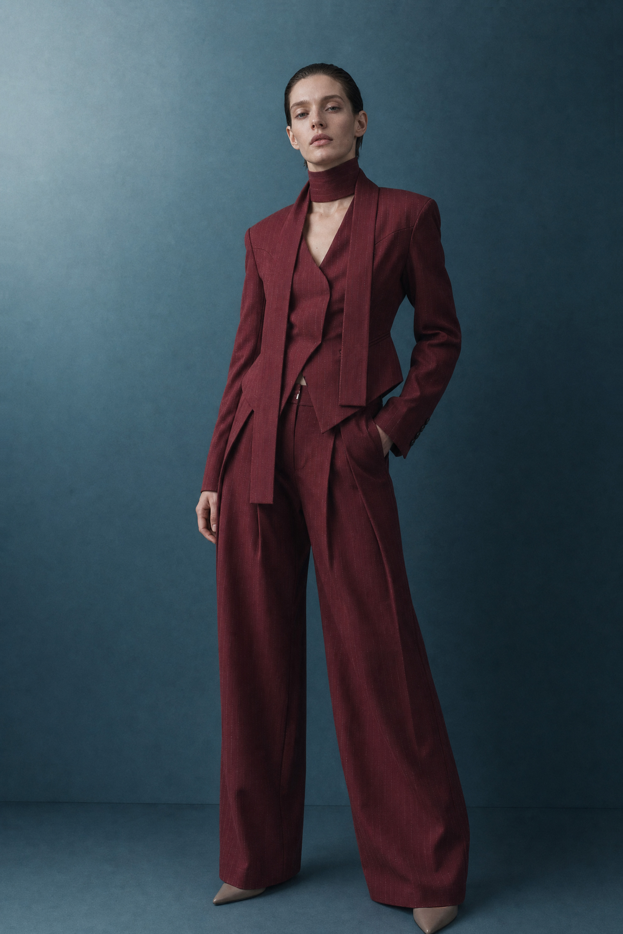 Figurbetonter Blazer mit Bindegürtel