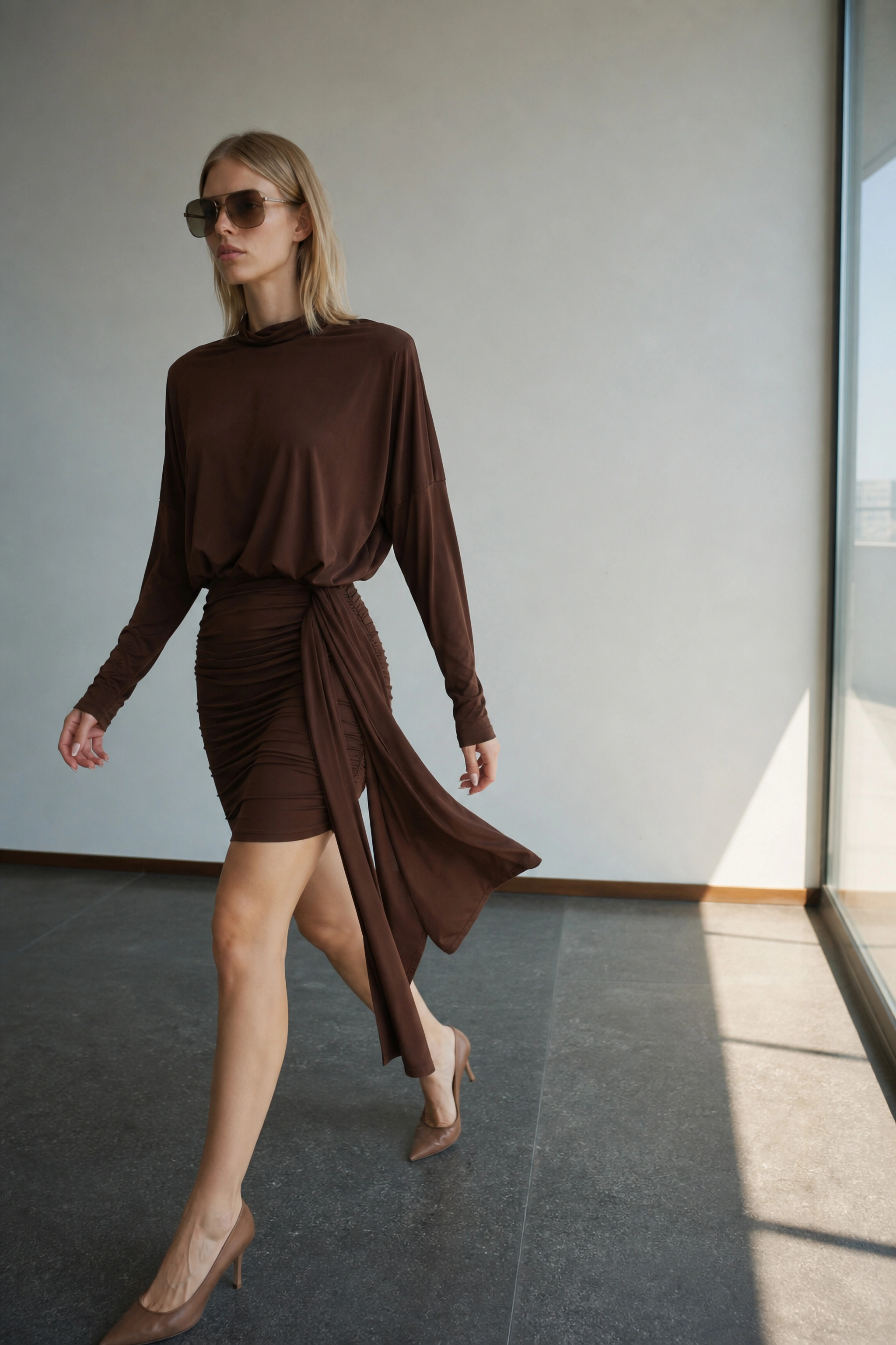 Mini-Strickkleid mit Rollkragen