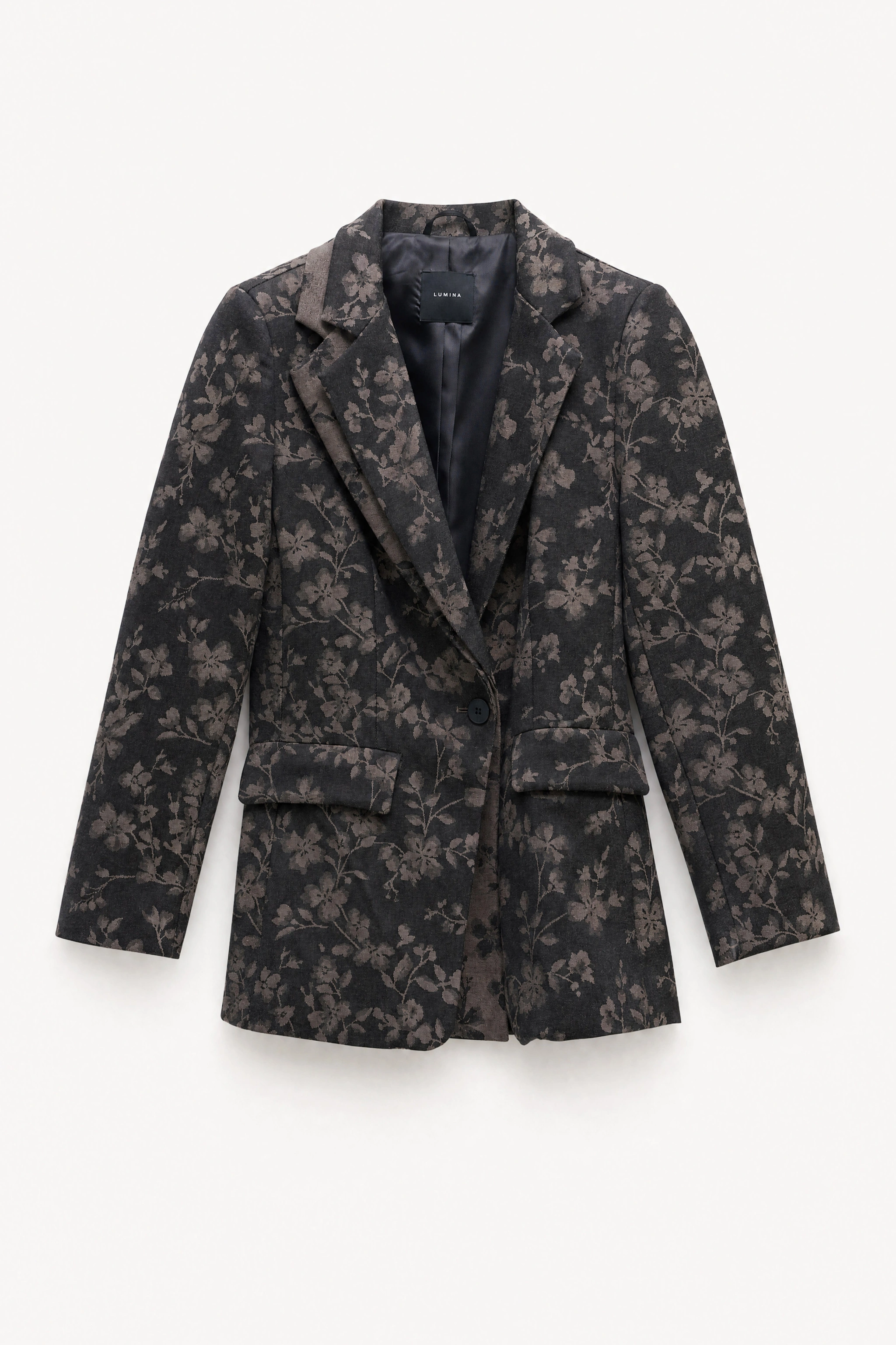 Longline-Blazer aus Blumen-Jaquard