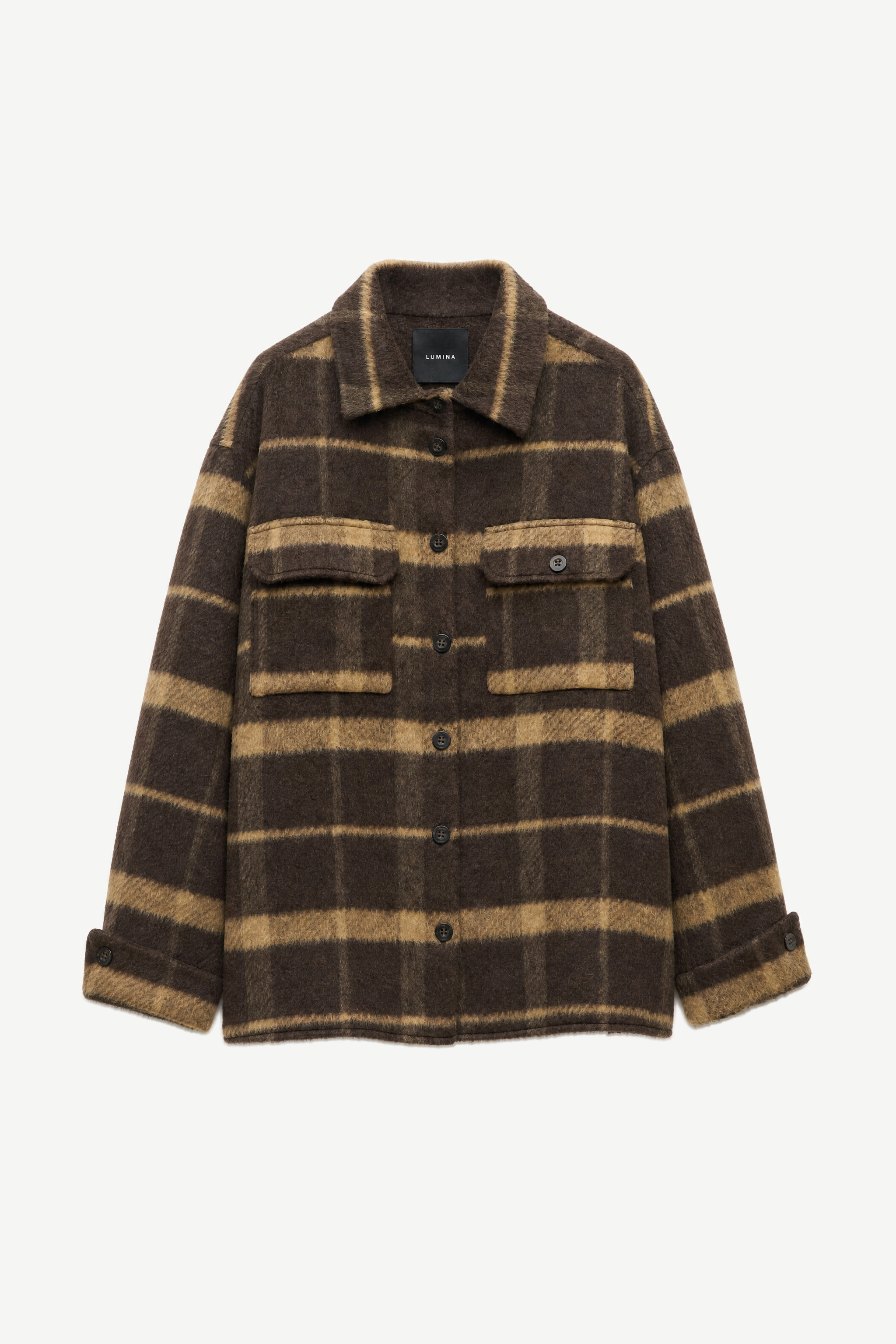 Oversize Hemdjacke mit großem Karo